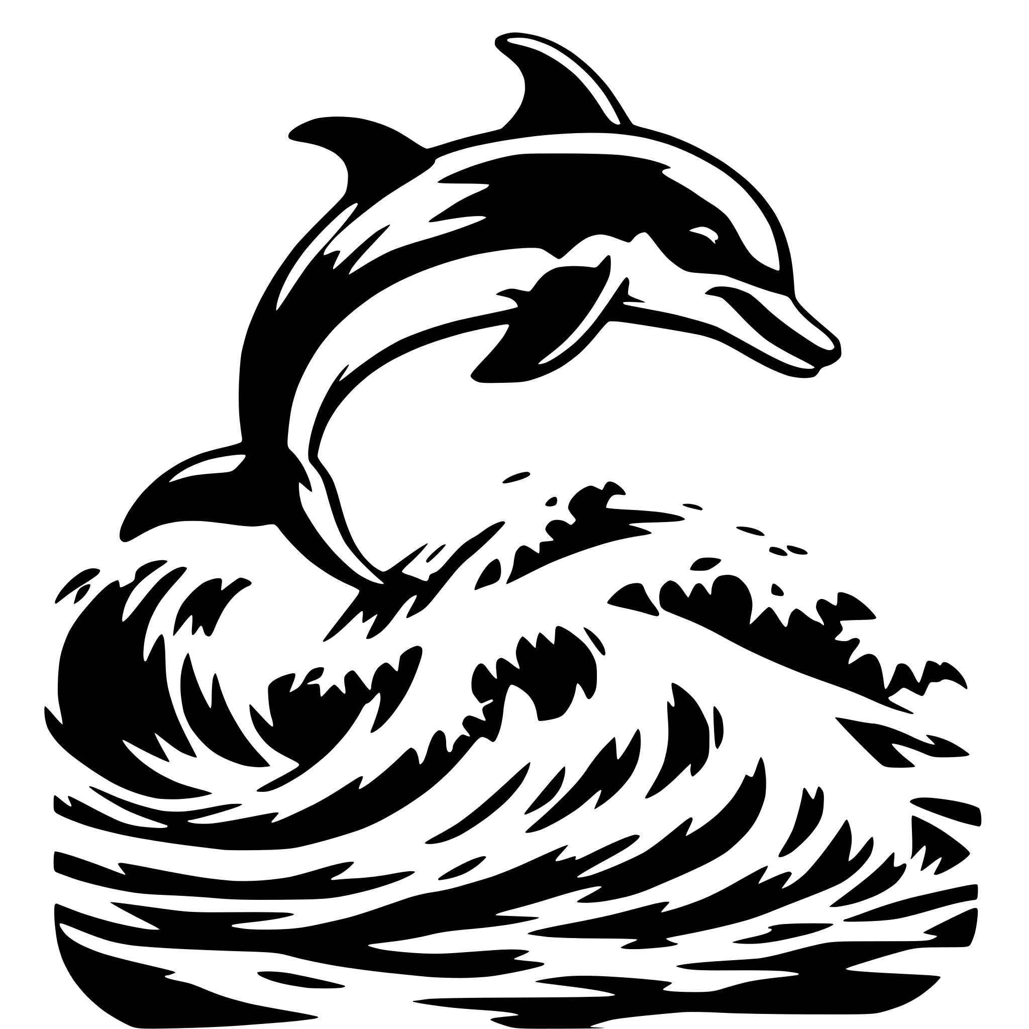 AI-generated SVG of 'DOLPHIN JUMPING WAVE'