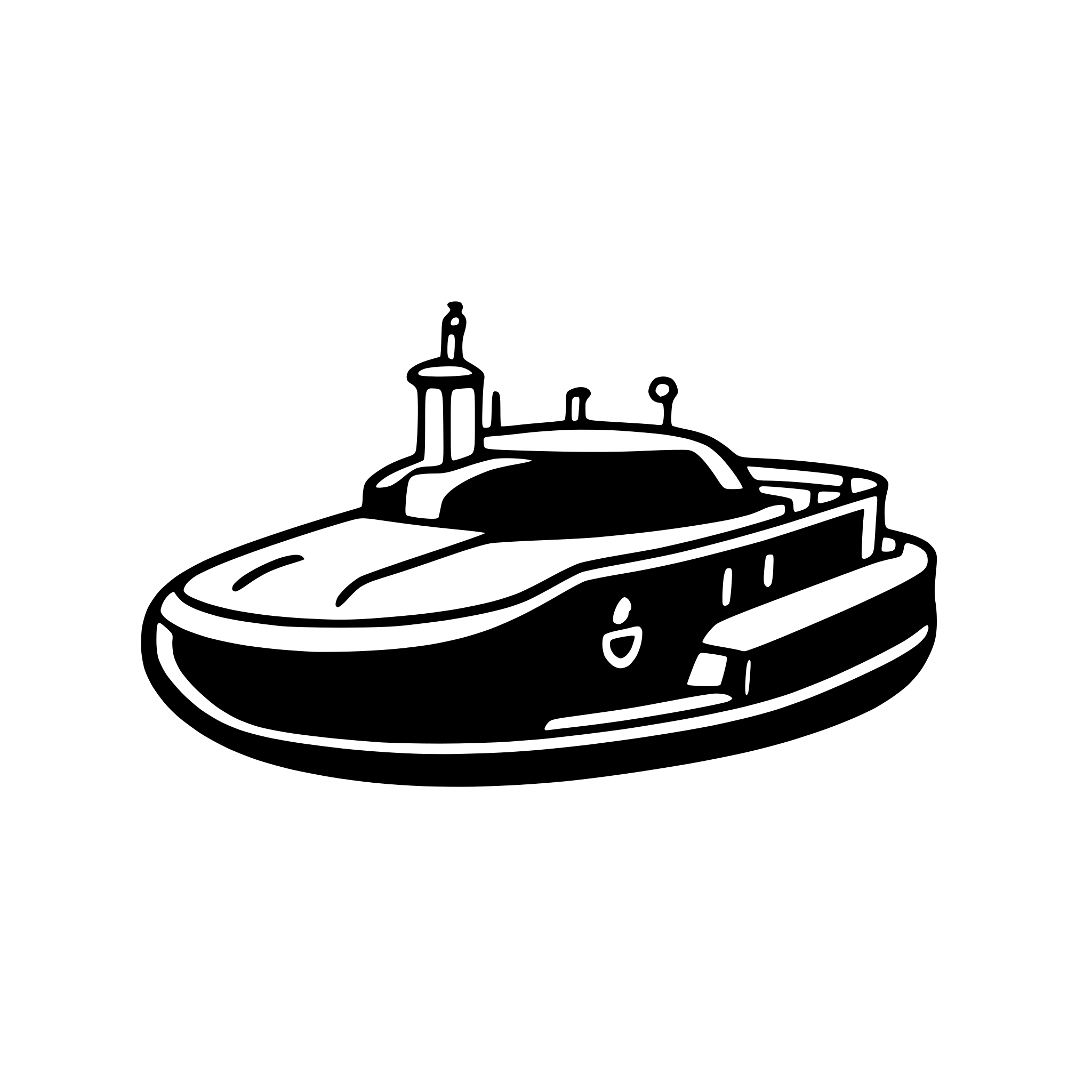 AI-generated SVG of 'An inland tanker barge sailing various courses'