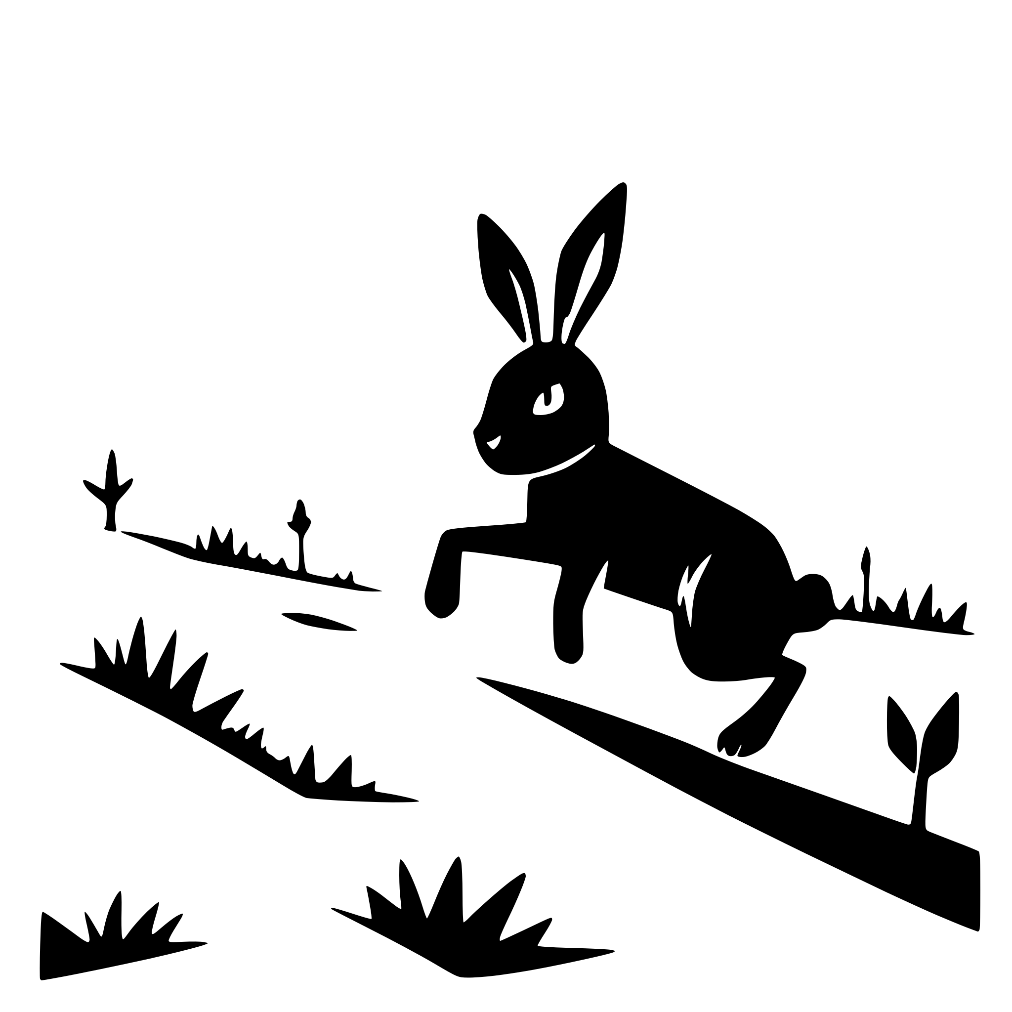 AI-generated SVG of 'rabbit hopping through meadow'
