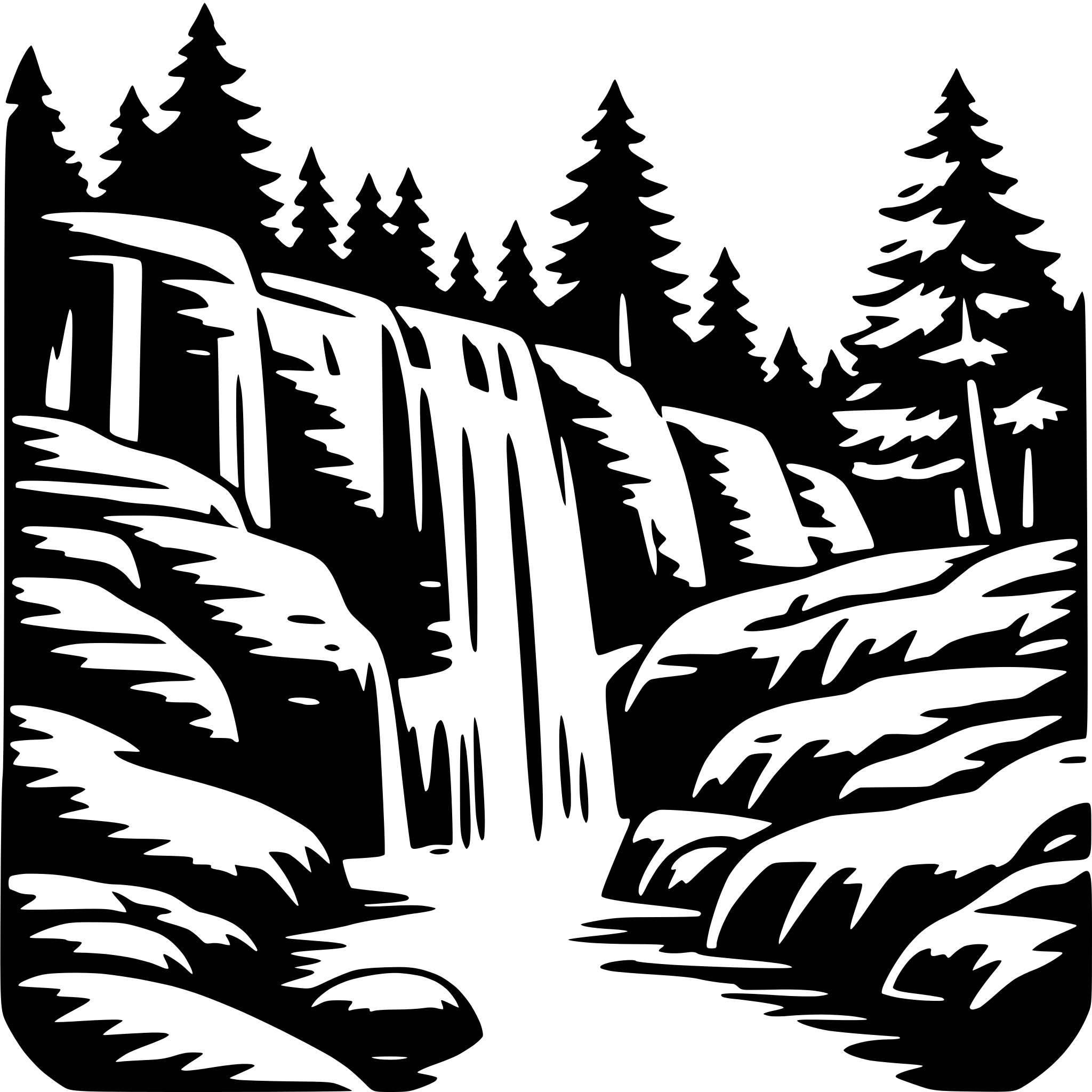 AI-generated SVG of a waterfall in forest