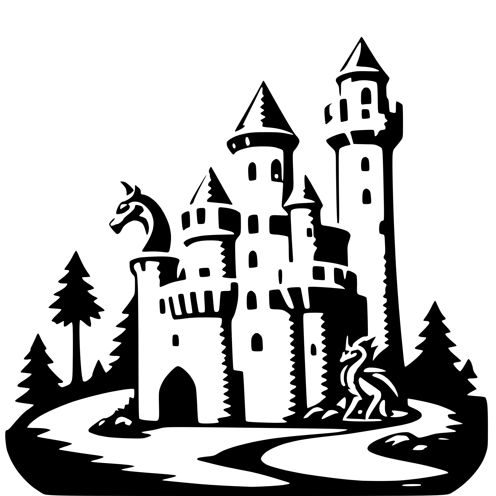AI-generated SVG of a castle and dragon