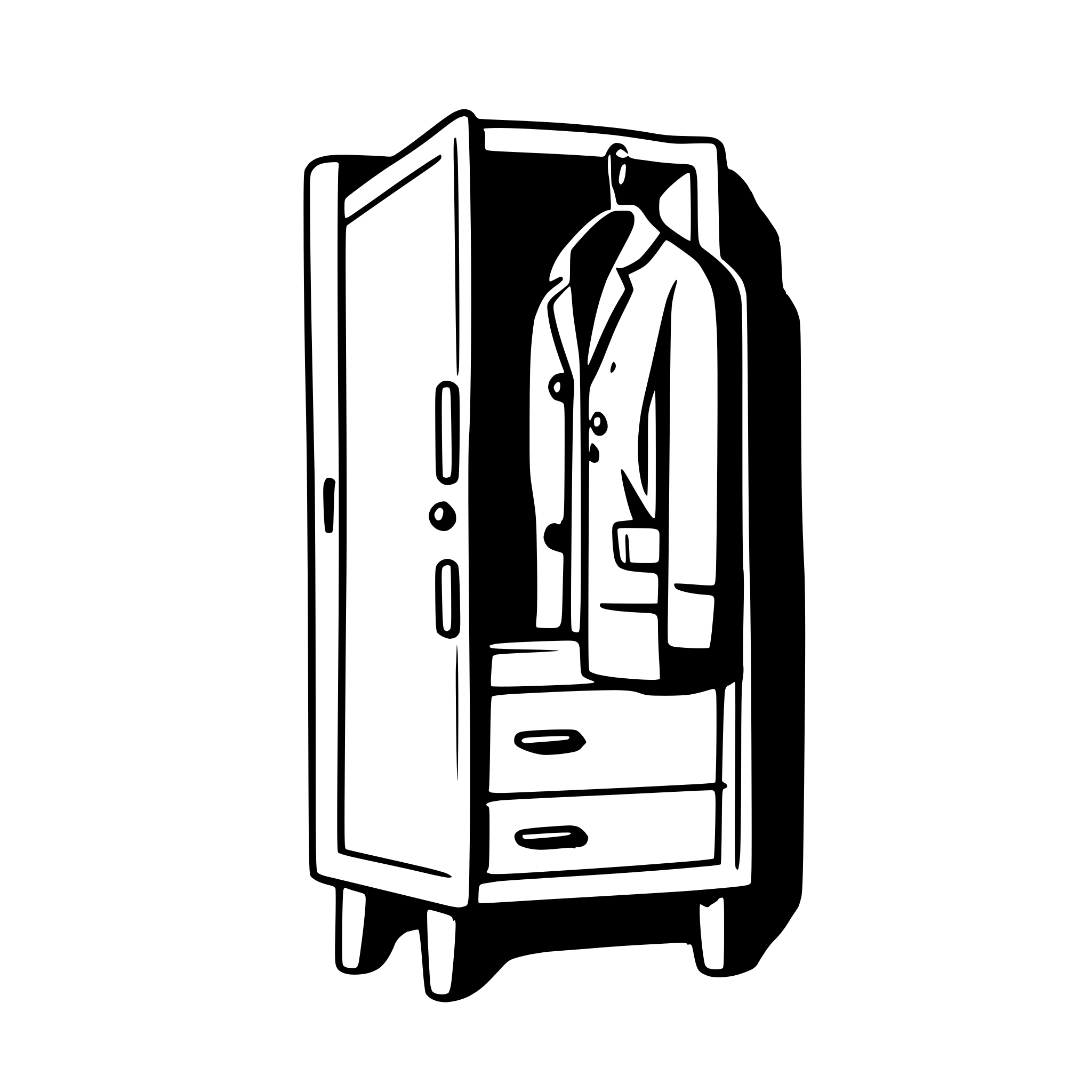AI-generated SVG of a A basic SVG of a two-door wardrobe with simple rectangular handles.
