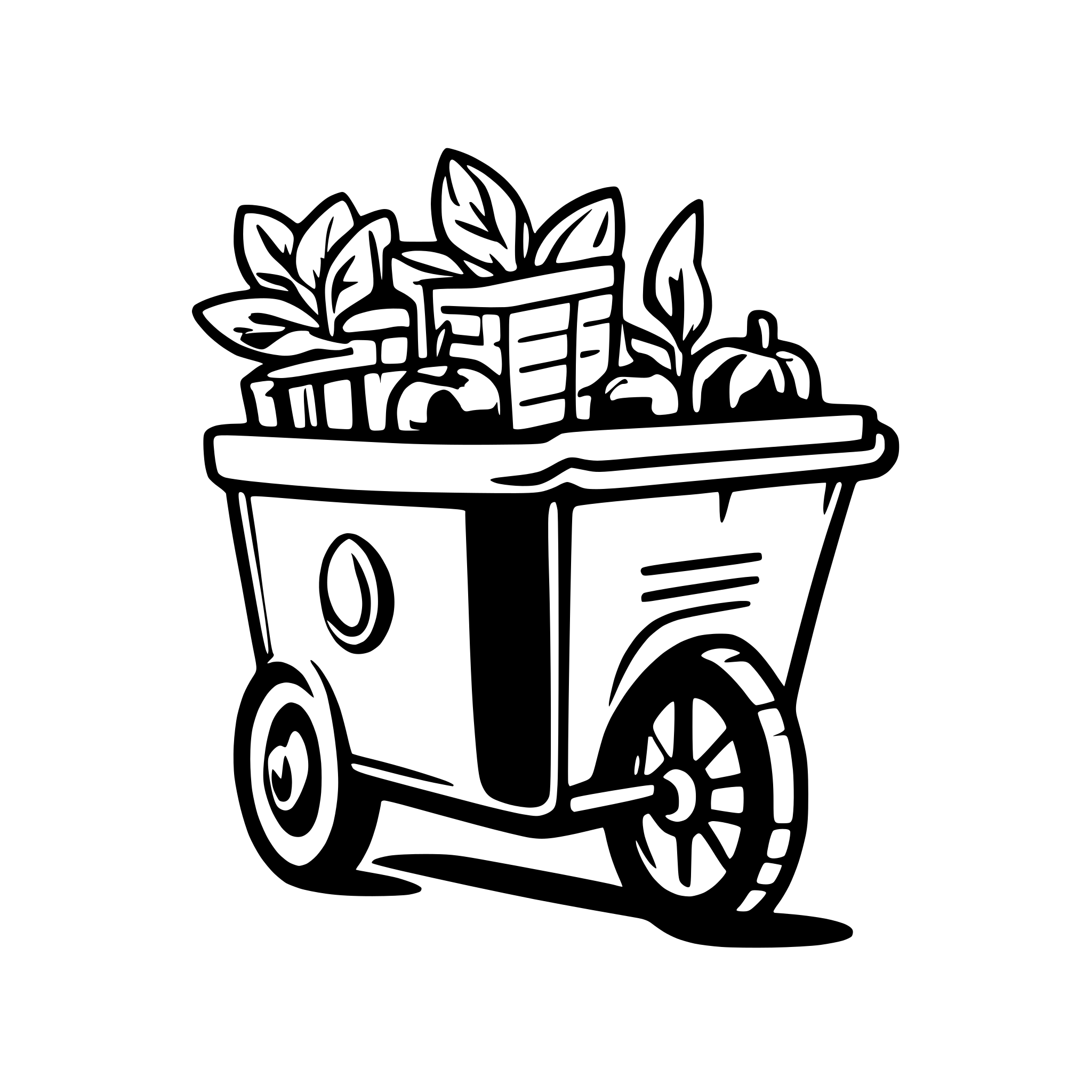 AI-generated SVG of 'a logo for a fresh produce delivery app, using a shopping cart and a delivery motorcycle for inspiration, include fresh produce in a basket'