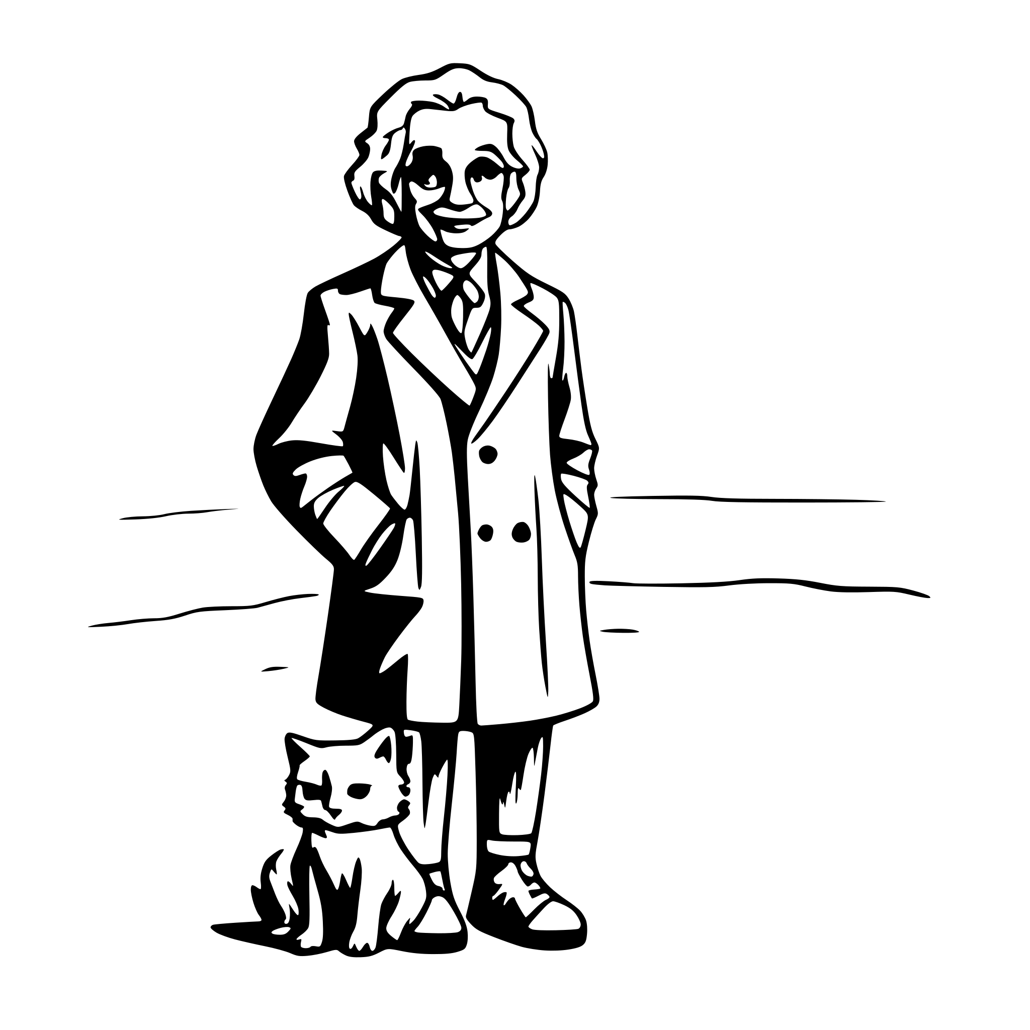 AI-generated SVG of a albert einstein with cat on the beach
