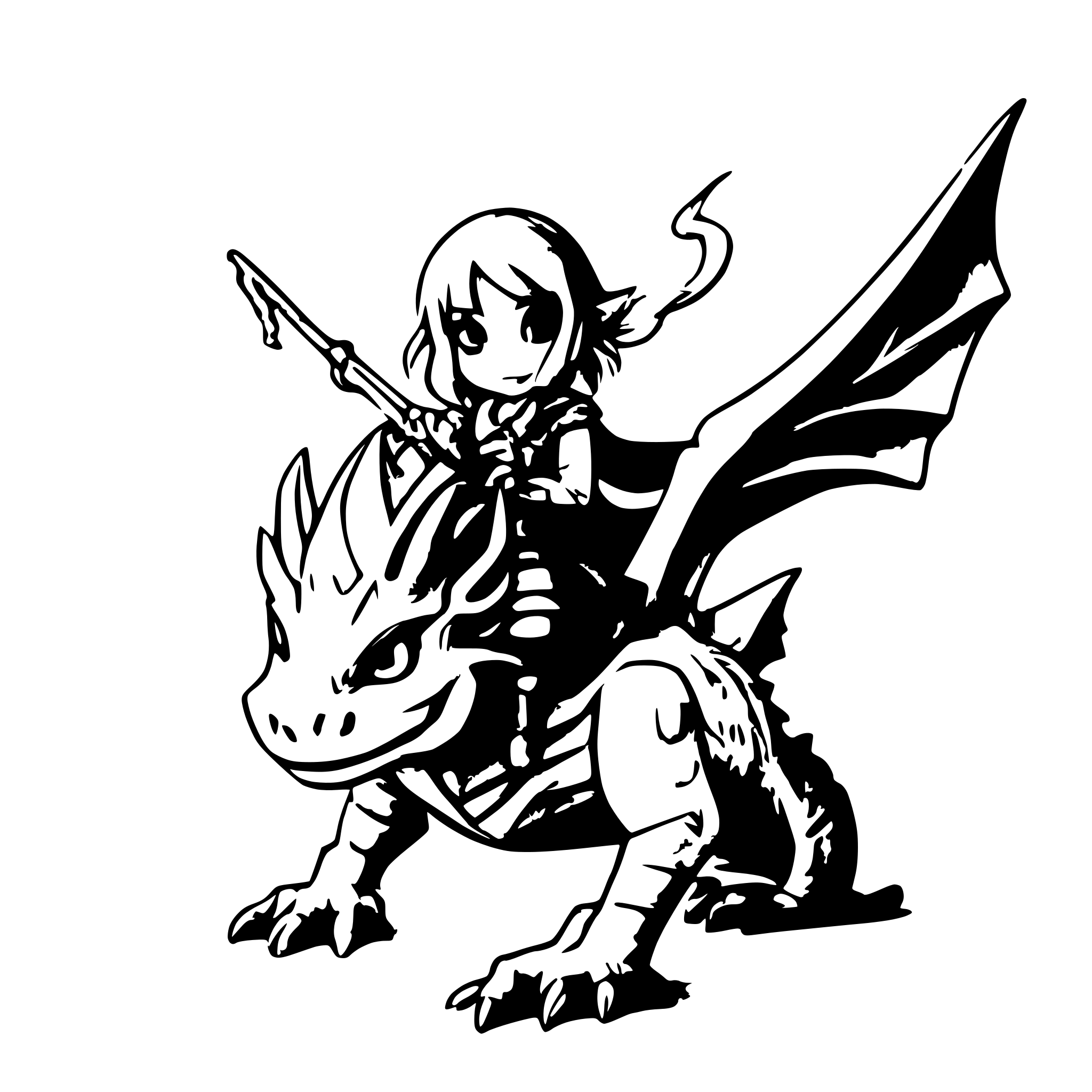 AI-generated SVG of a a dwarf riding a dragon