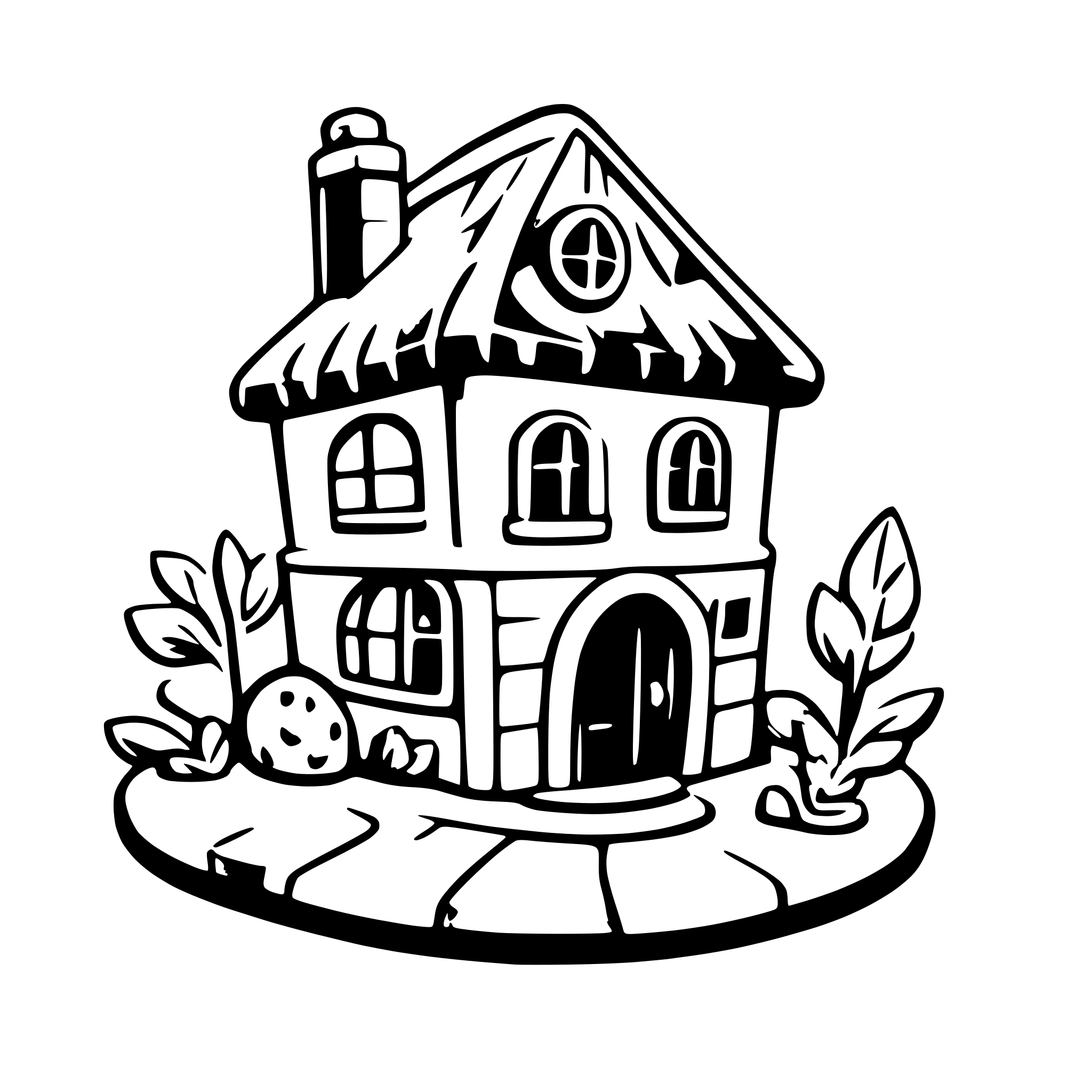 AI-generated SVG of a dream home like a cake colored