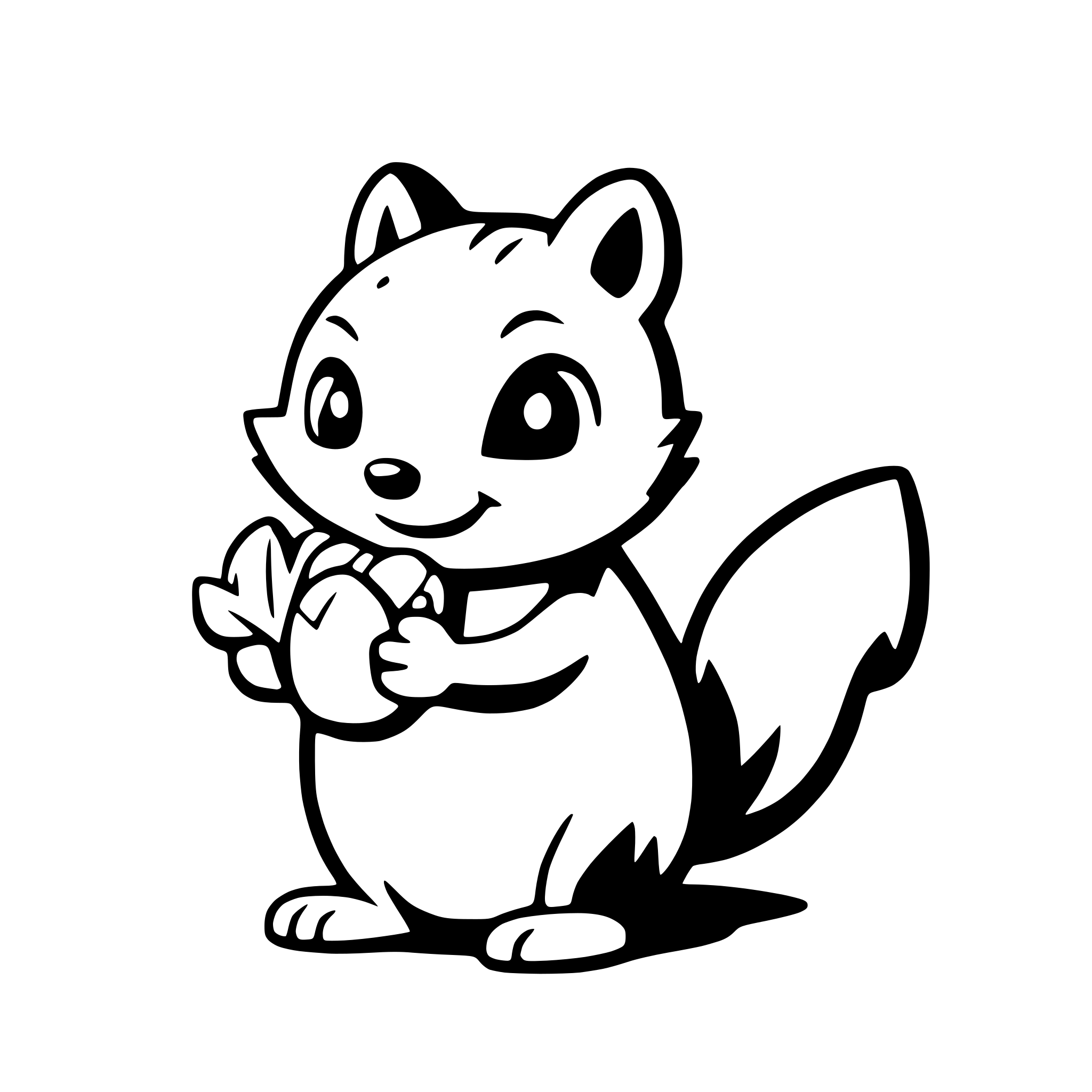 AI-generated SVG of a a playful squirrel holding an acorn