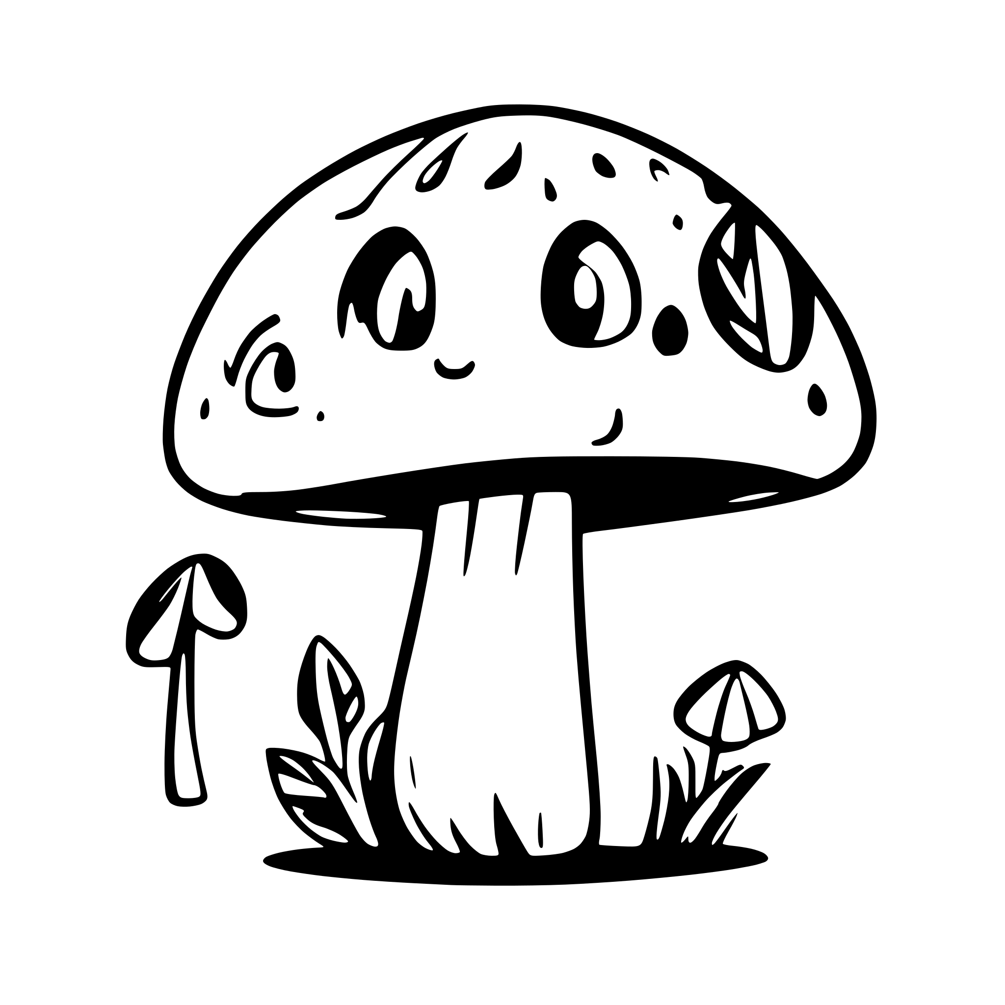 AI-generated SVG of a mushrooms with faces