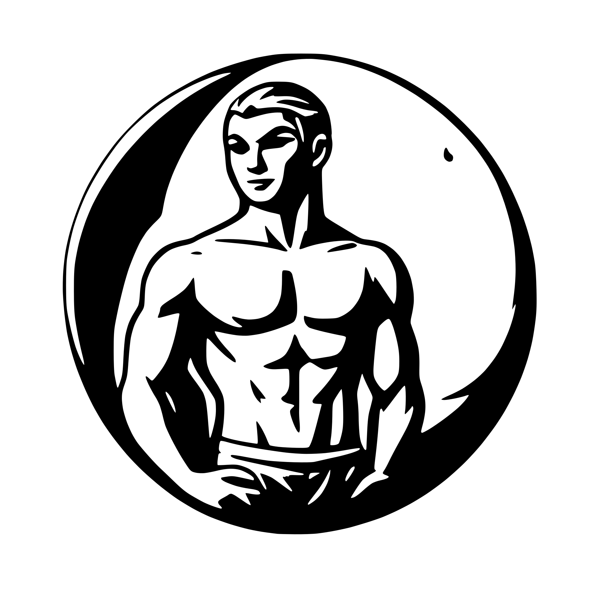 AI-generated SVG of a A Muscular shirtless man, inside moon, representing dream
