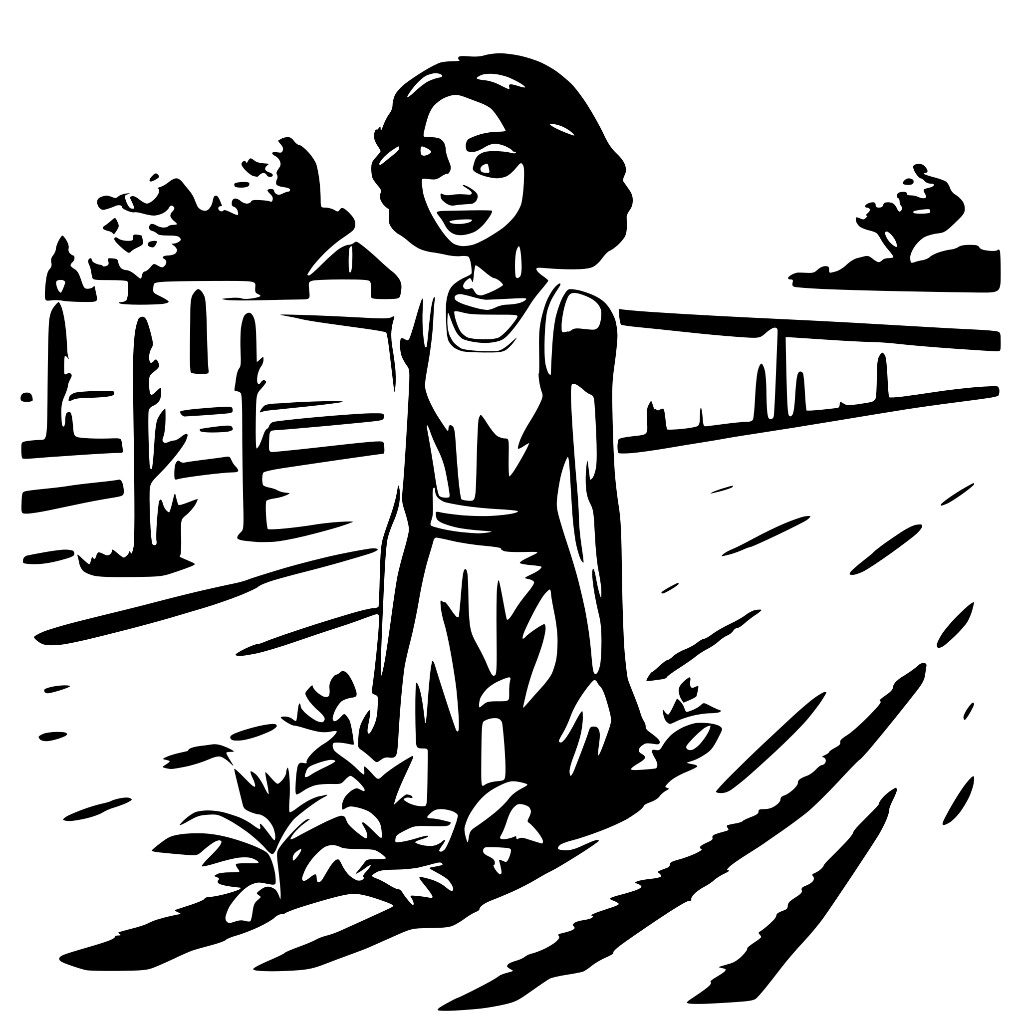 AI-generated SVG of 'farming and black girl. Crops-land'