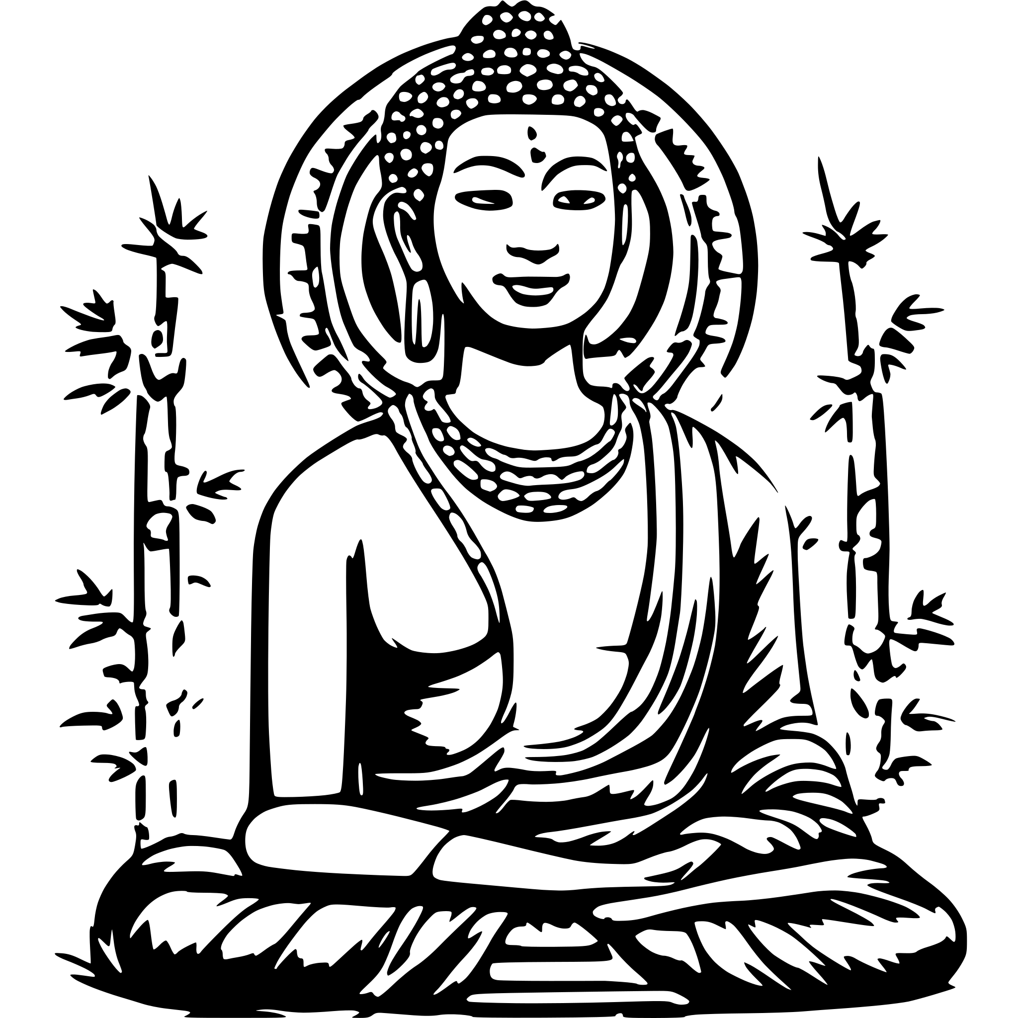AI-generated SVG of a buddha with bamboo in the background