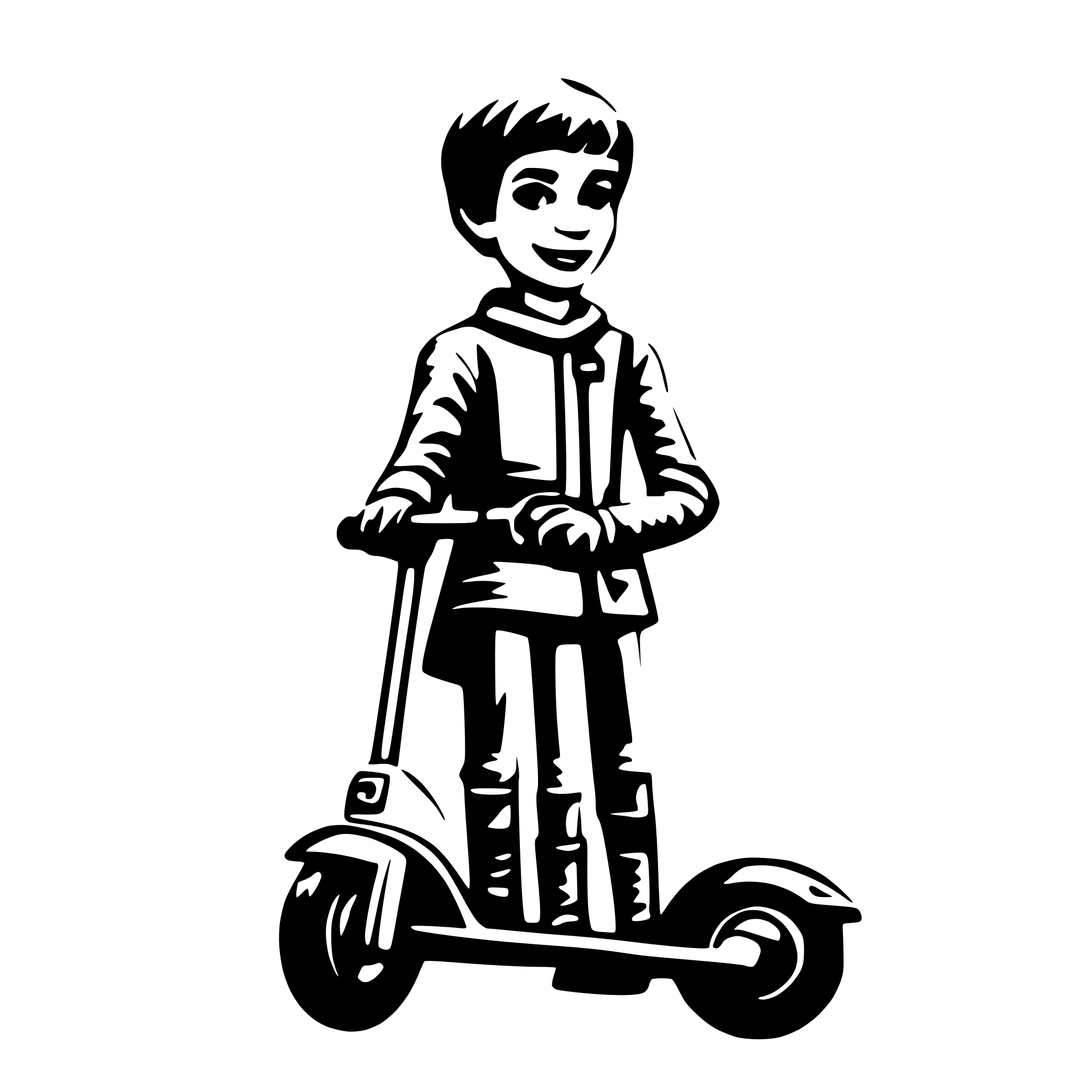 AI-generated SVG of a boy with scooter