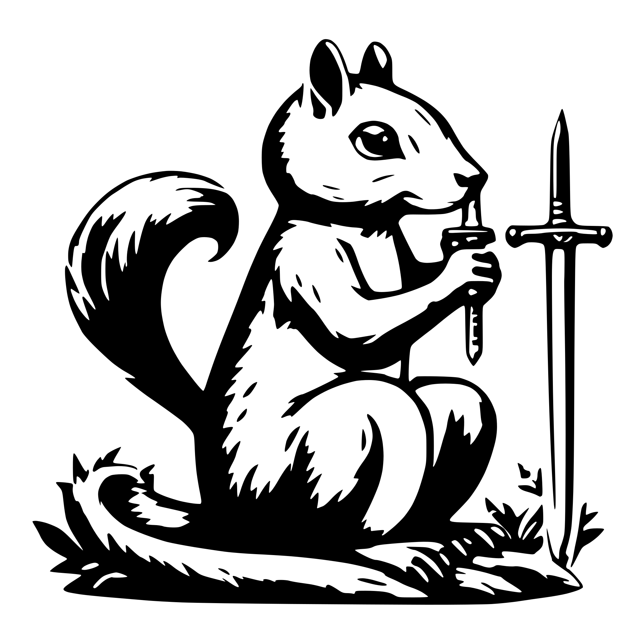 AI-generated SVG of 'Squirrel with sword'