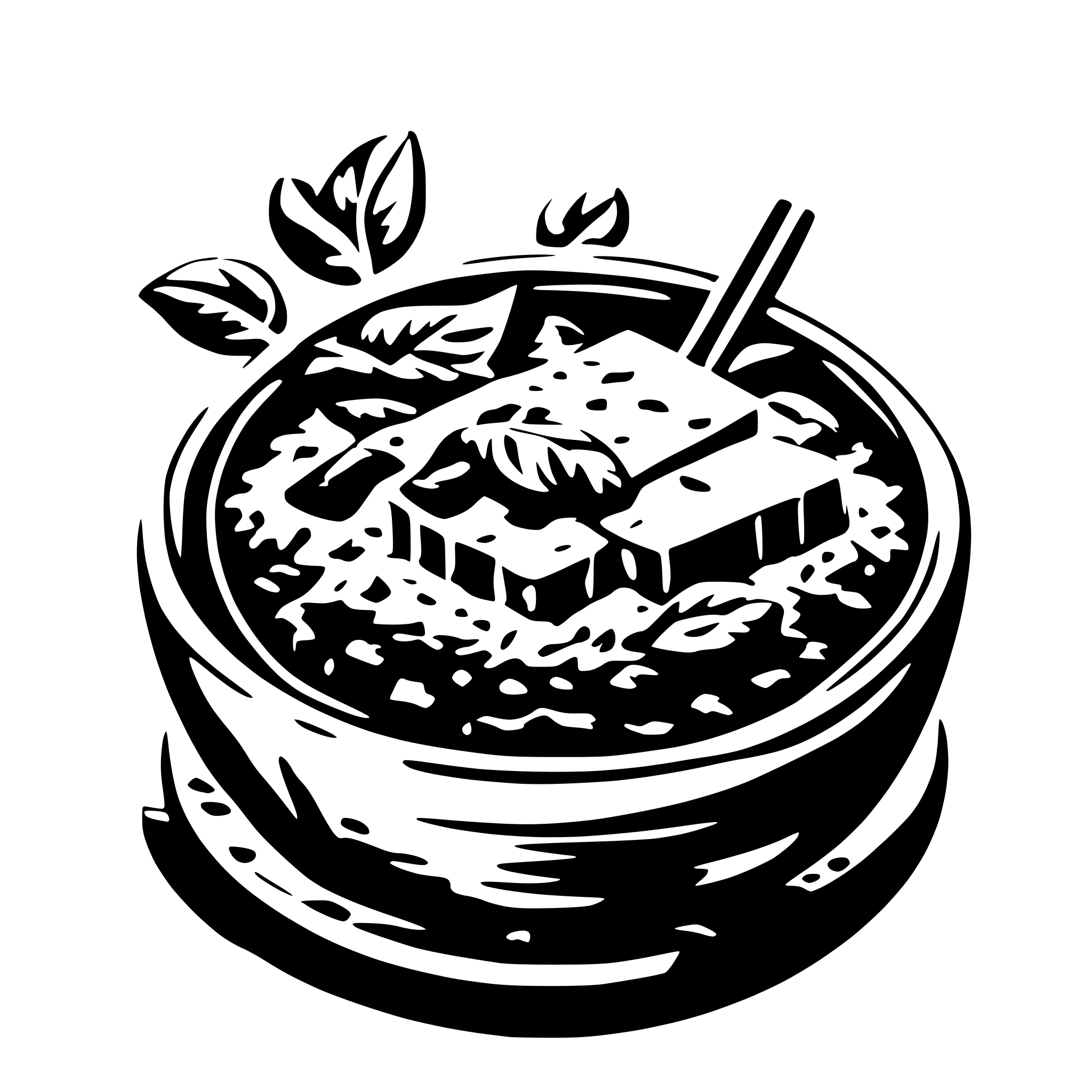 AI-generated SVG of a Vegan happy tofu rice chili
