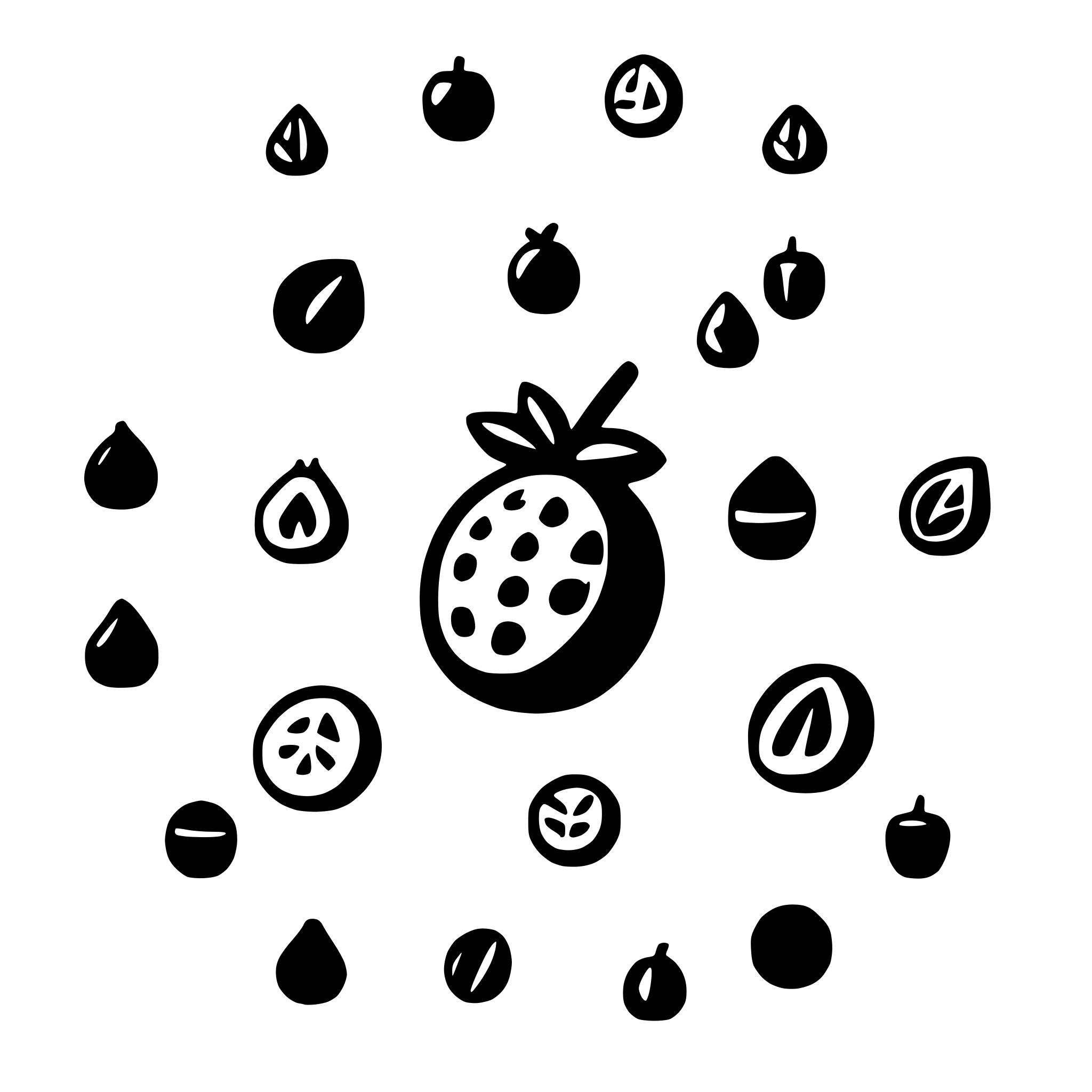 AI-generated SVG of a 20 most used fruit icons