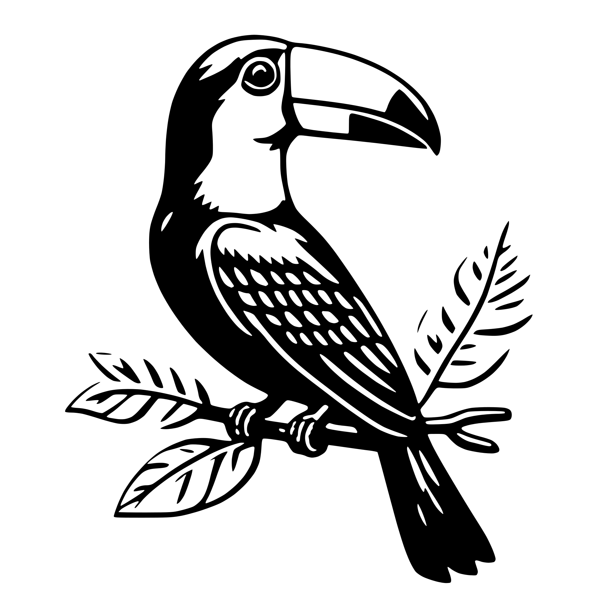 AI-generated SVG of 'toucan with branch'