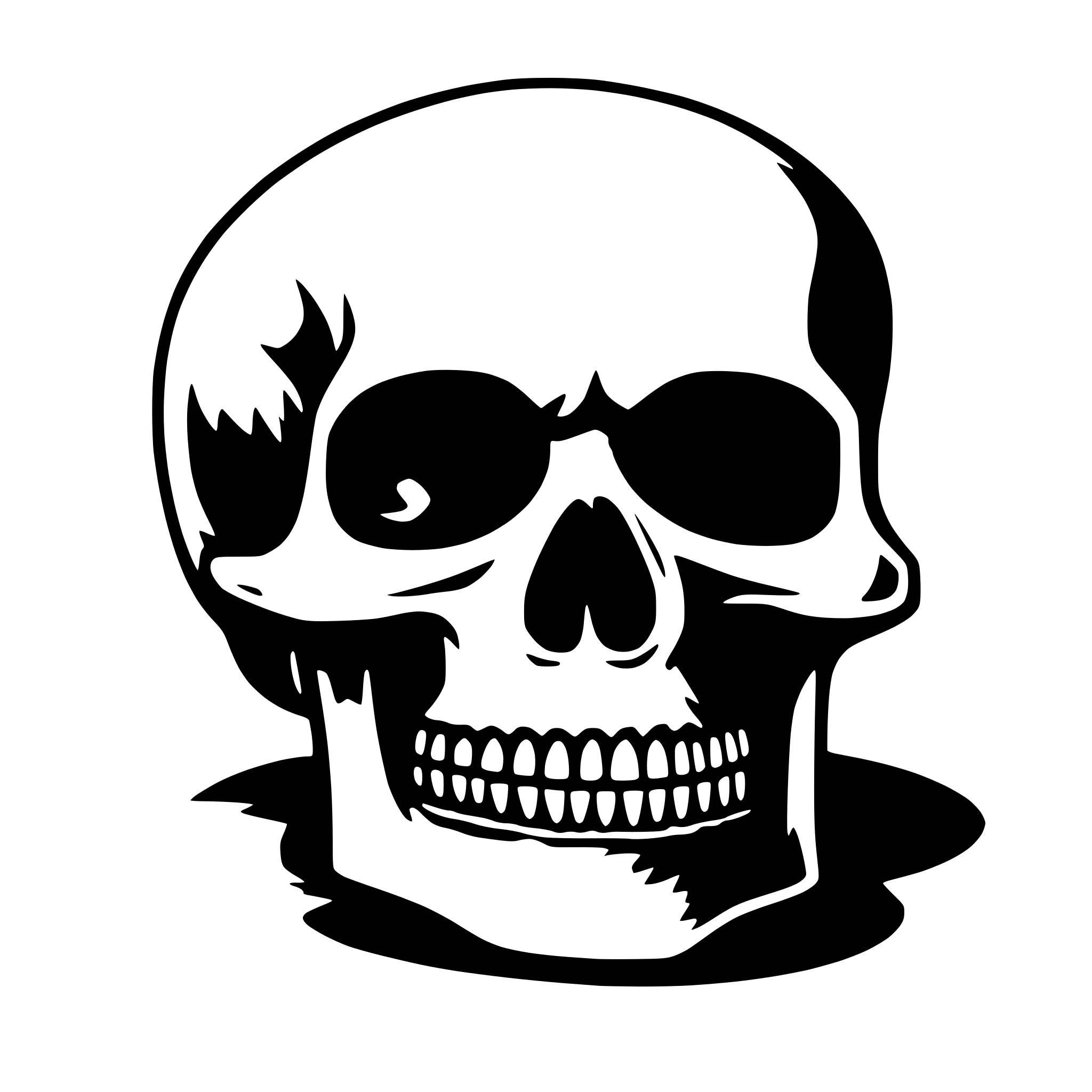 AI-generated SVG of 'a skull with cylinder'