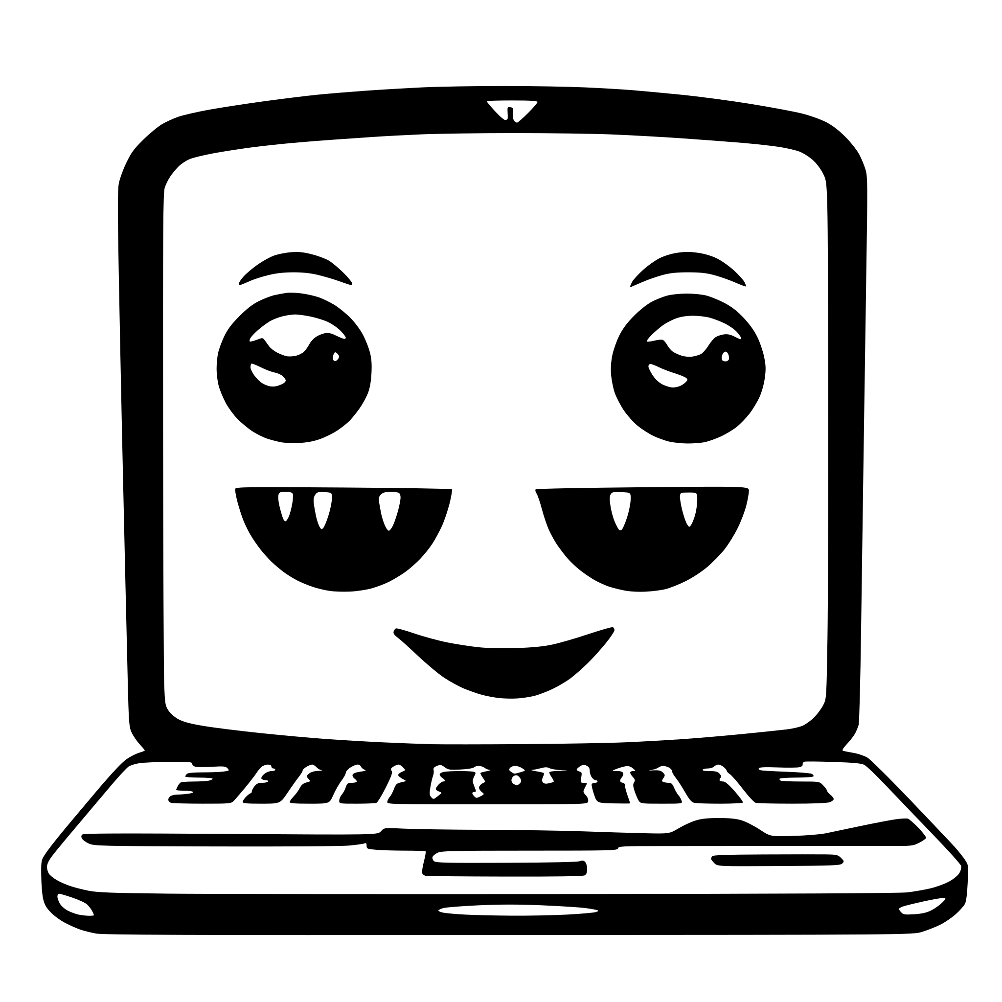 AI-generated SVG of 'A cute laptop computer with a face in the screen.'