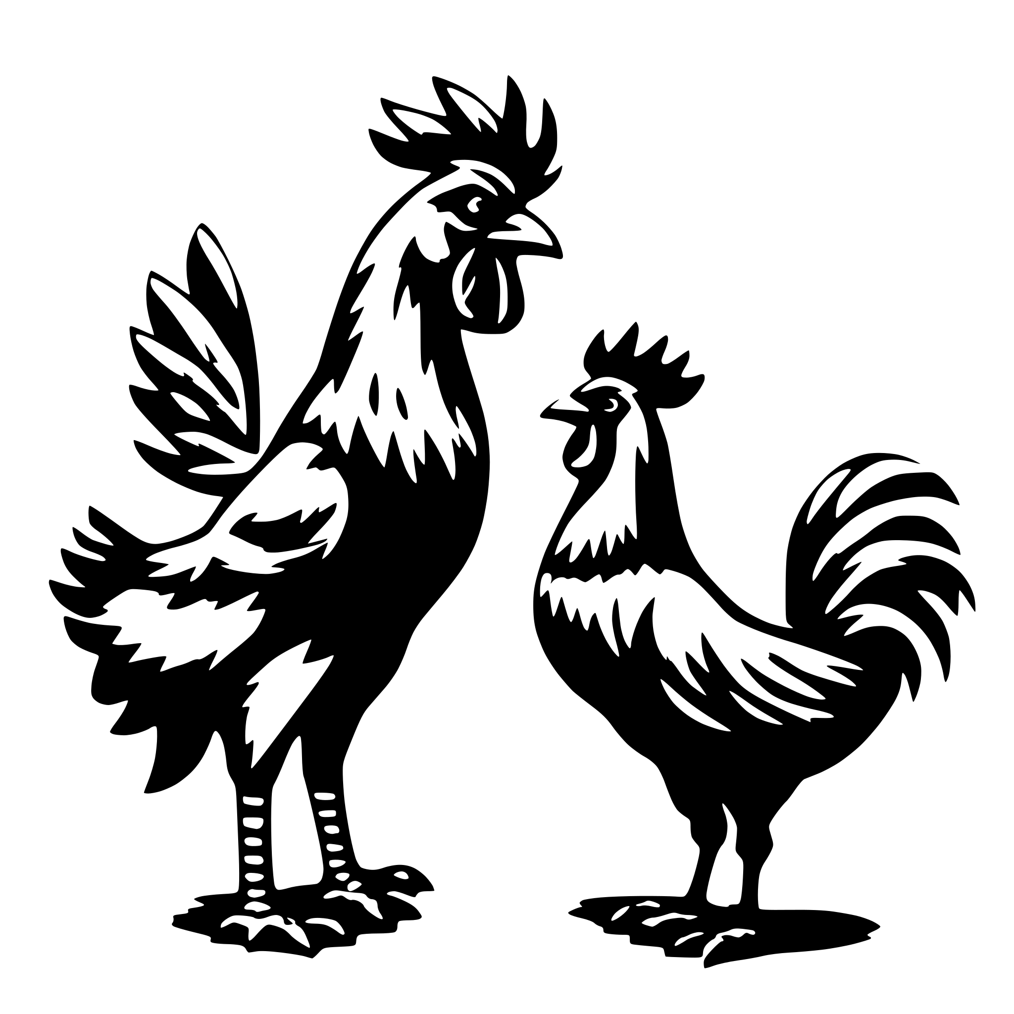 AI-generated SVG of 'rooster and her arguing'