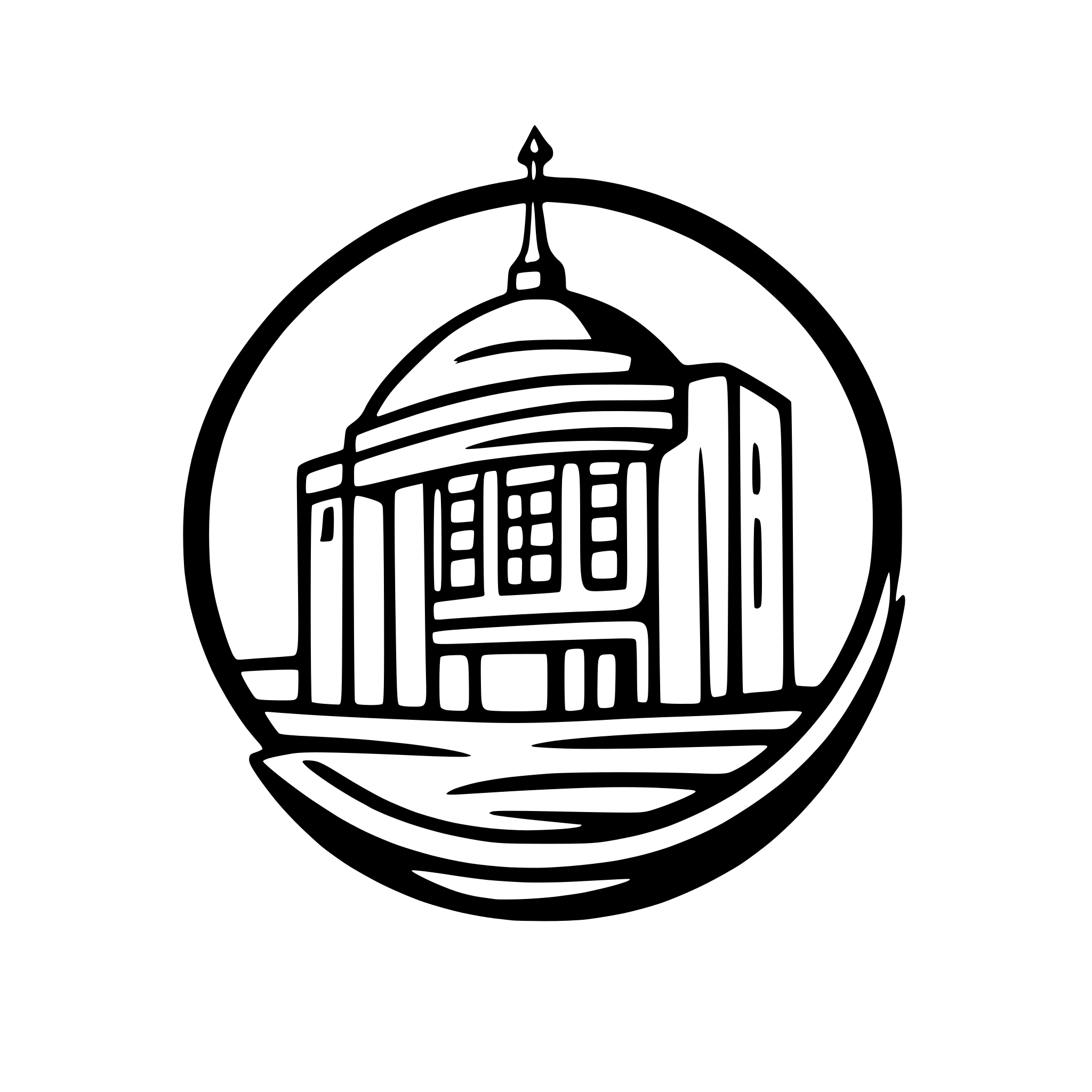 AI-generated SVG of a the logo for the online educational portal for municipal employees, it should have the administration building, in front of it stands a municipal employee, the Russian flag