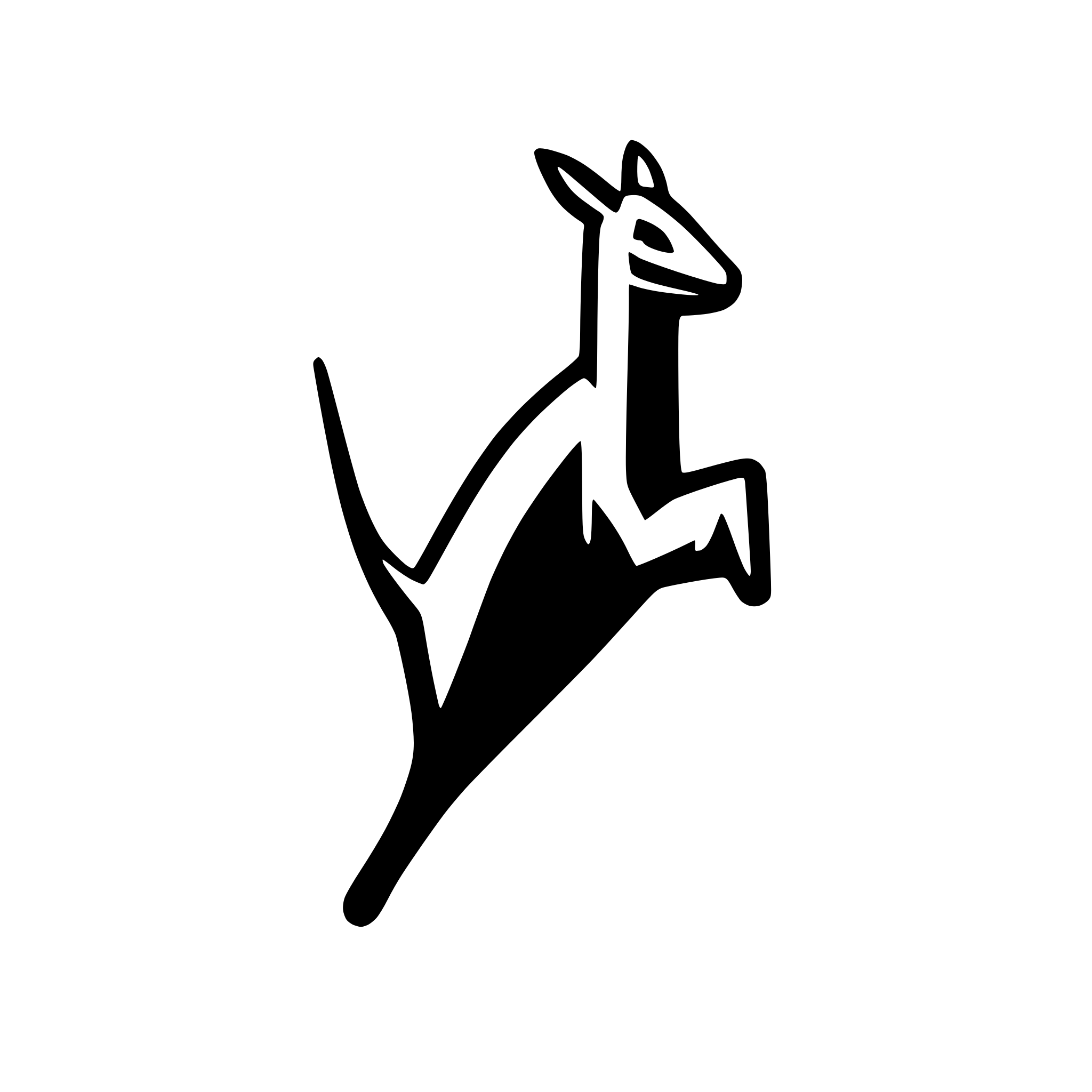 AI-generated SVG of a simple line art kangaroo jumping to the right viewed from the side profile