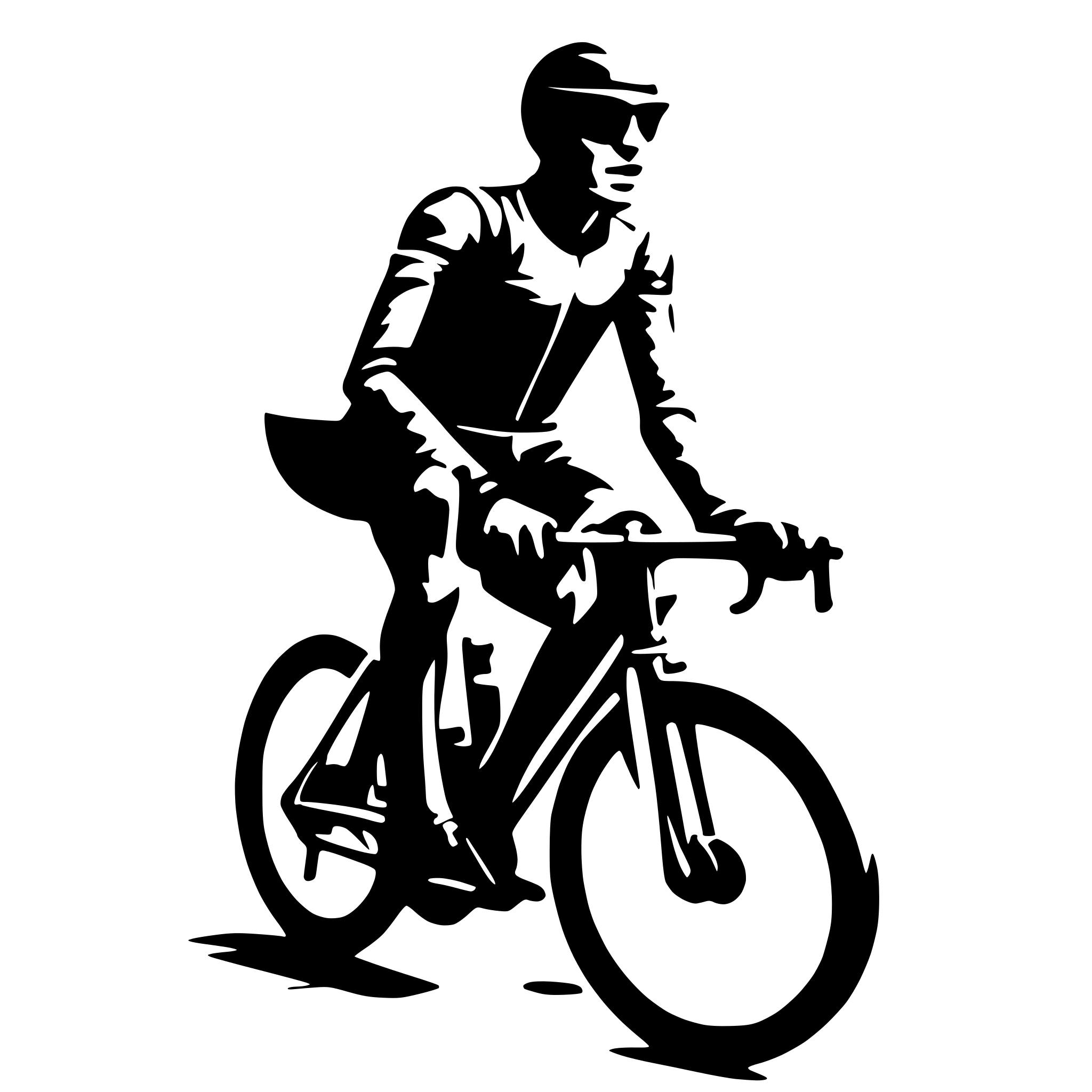AI-generated SVG of 'front view silhouette of a cyclist'