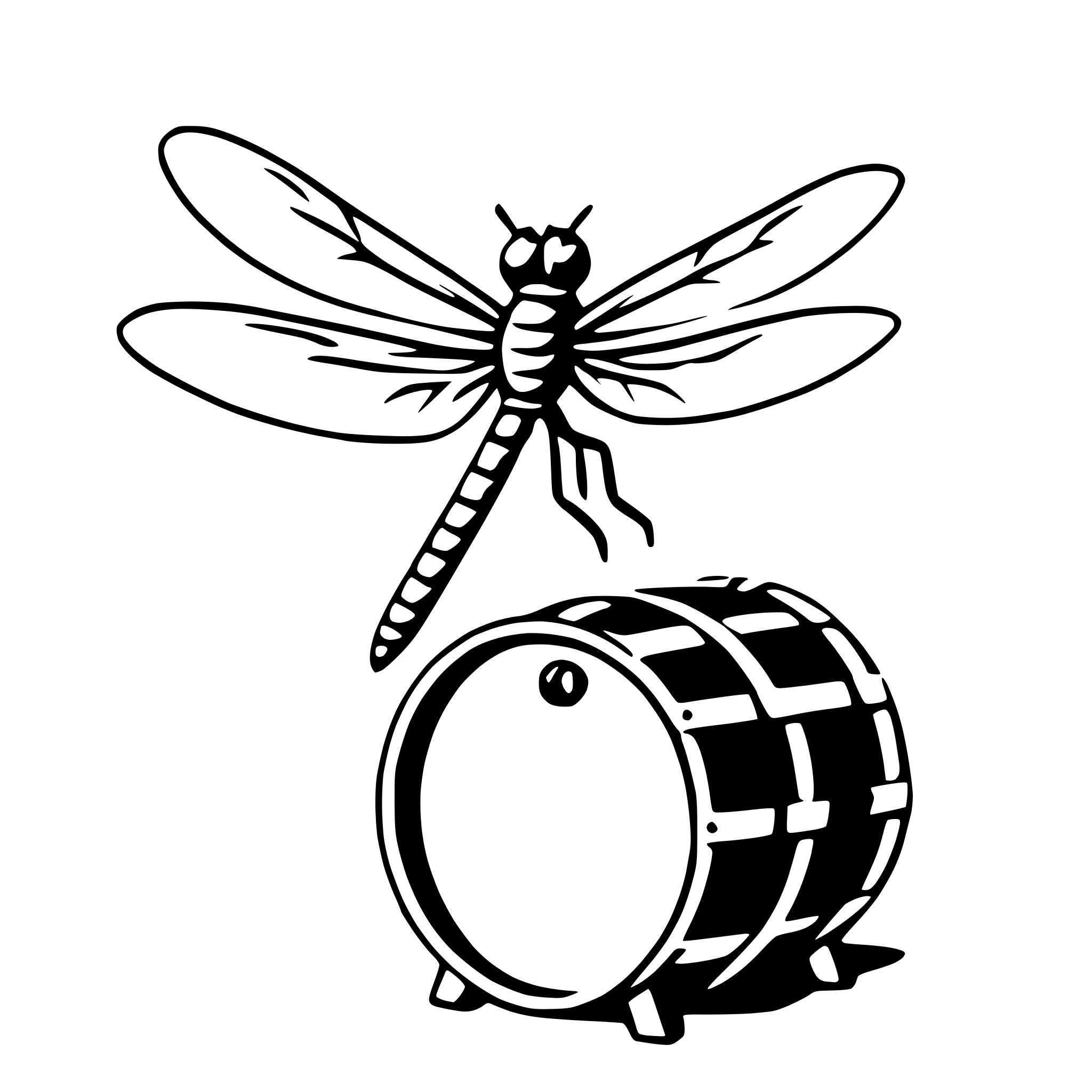 AI-generated SVG of a dragonfly with drum
