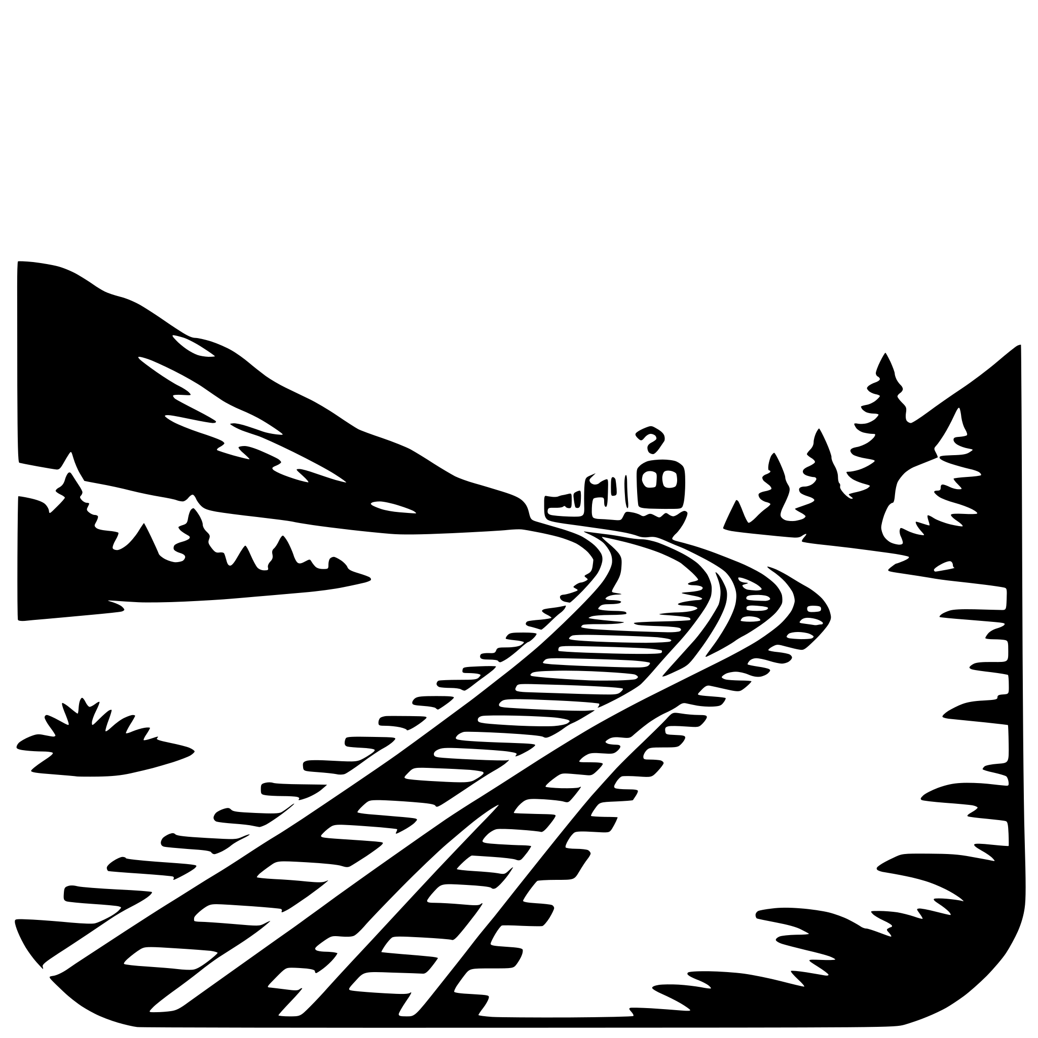 AI-generated SVG of 'train ride through mountains'