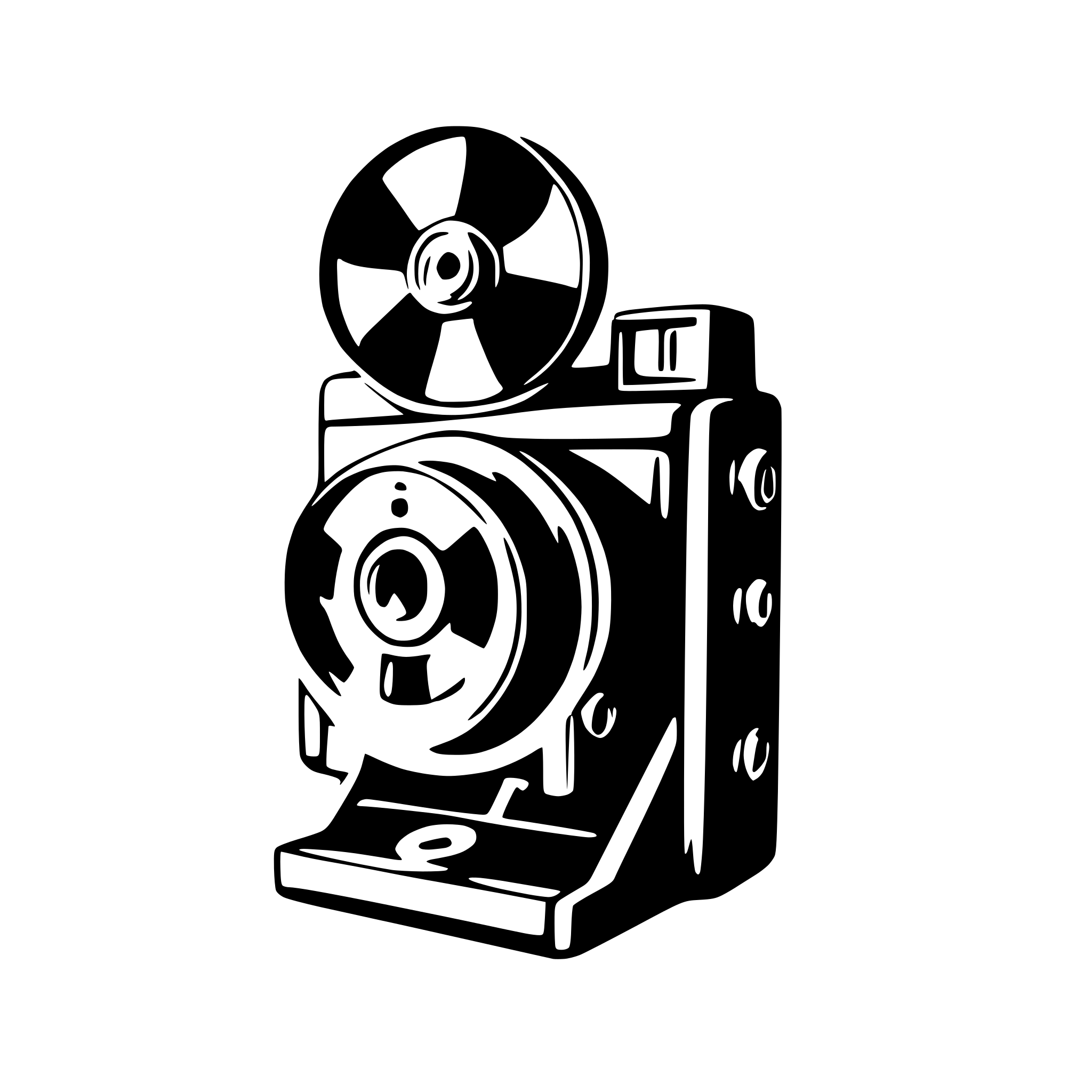 AI-generated SVG of a vintage camera with film reel