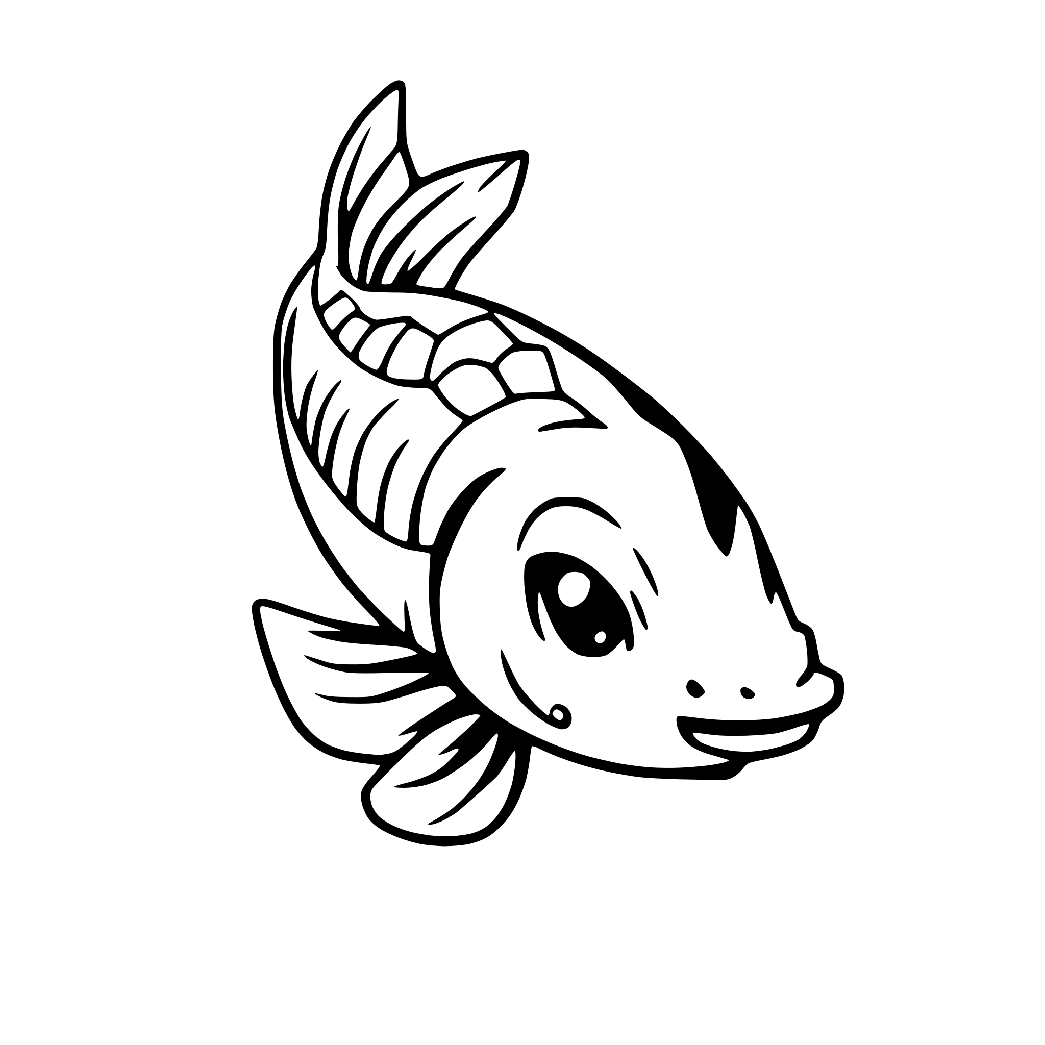 AI-generated SVG of 'koi fish swimming upstream'
