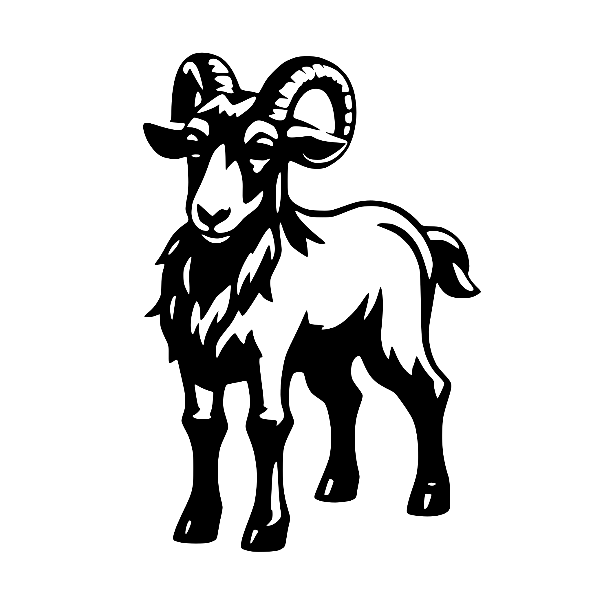 AI-generated SVG of 'solid black goat outline'