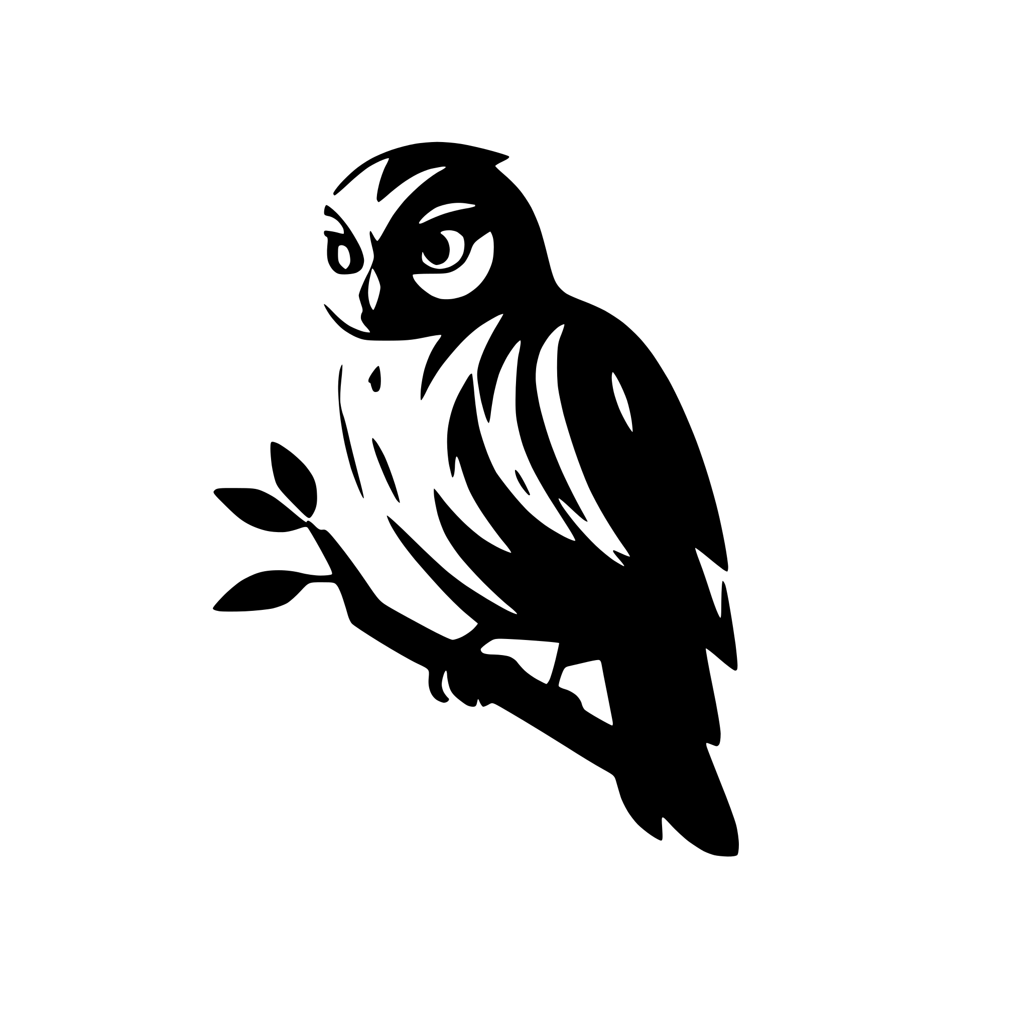 AI-generated SVG of a owl perched on a branch