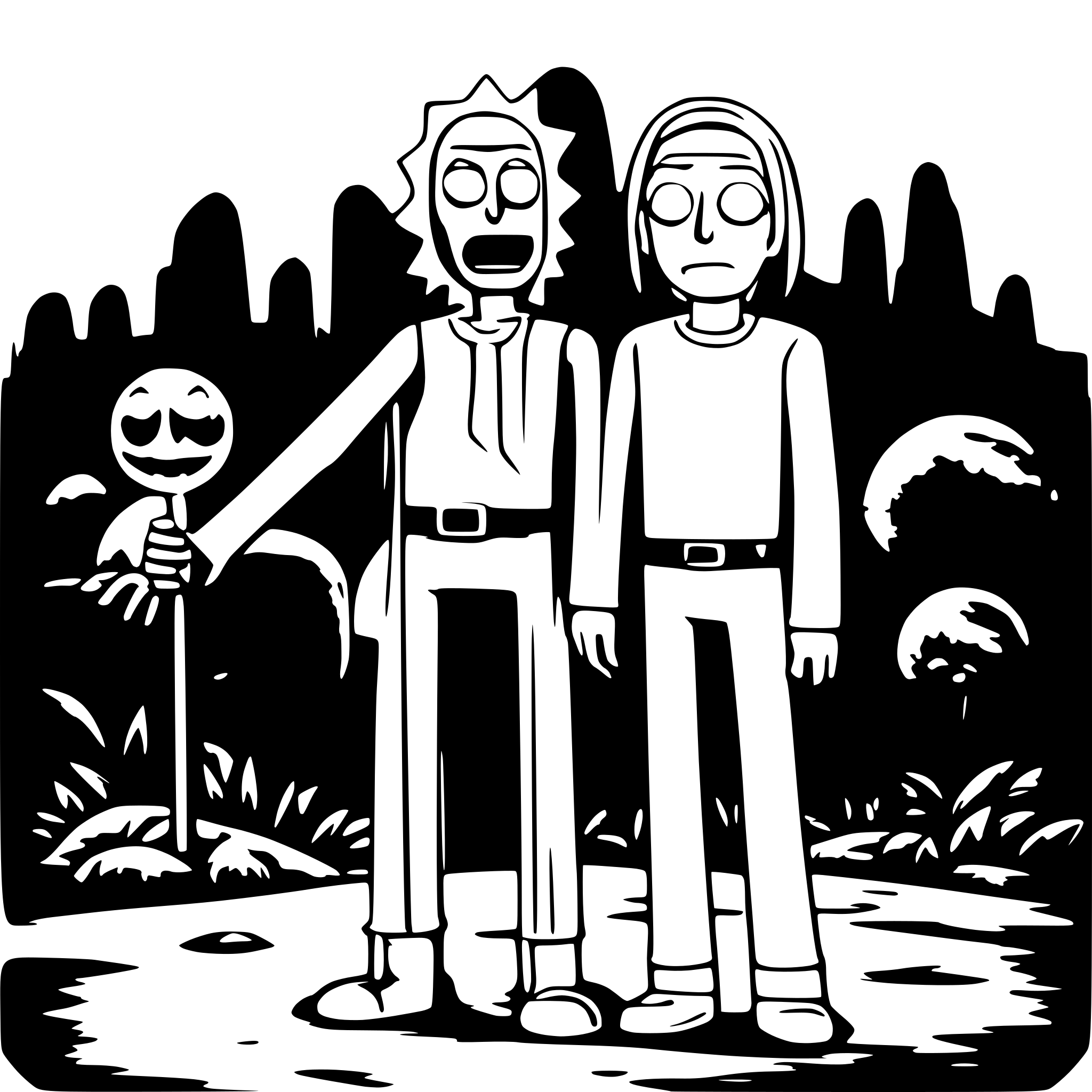 AI-generated SVG of a rick and morty with 404 not found text