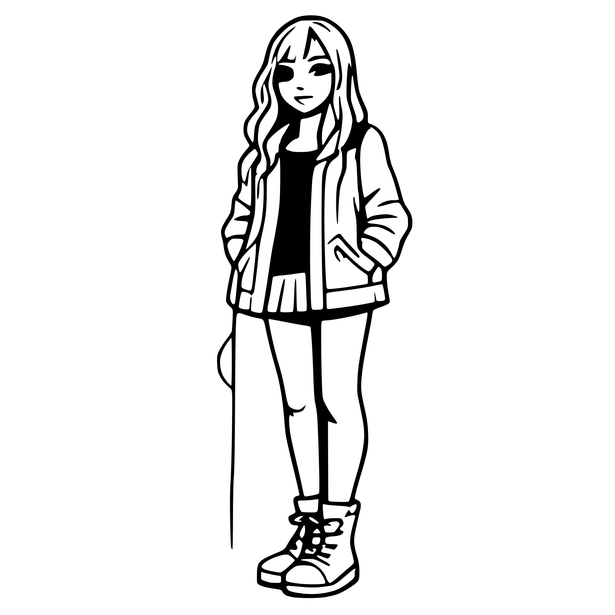 AI-generated SVG of a beautiful girl, sneakers