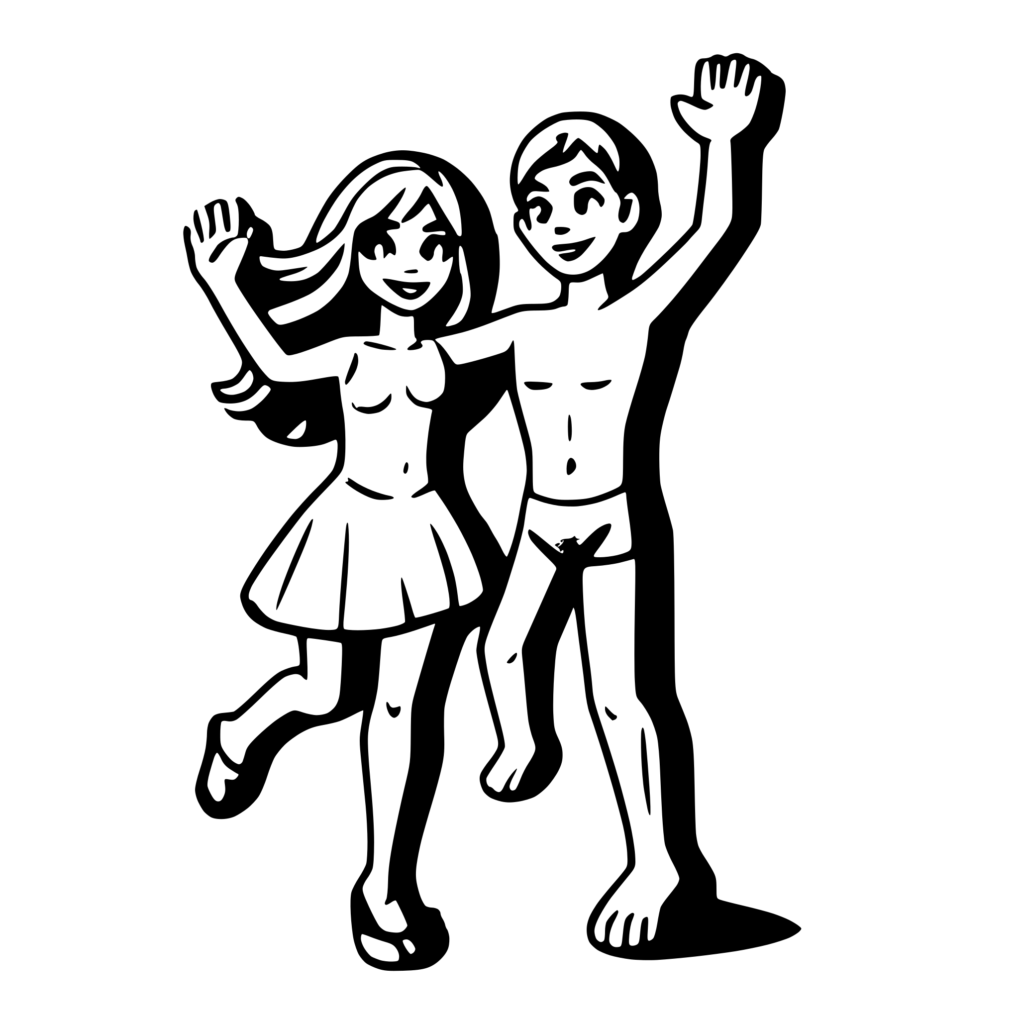 AI-generated SVG of a a naked couple dancing with holding hand