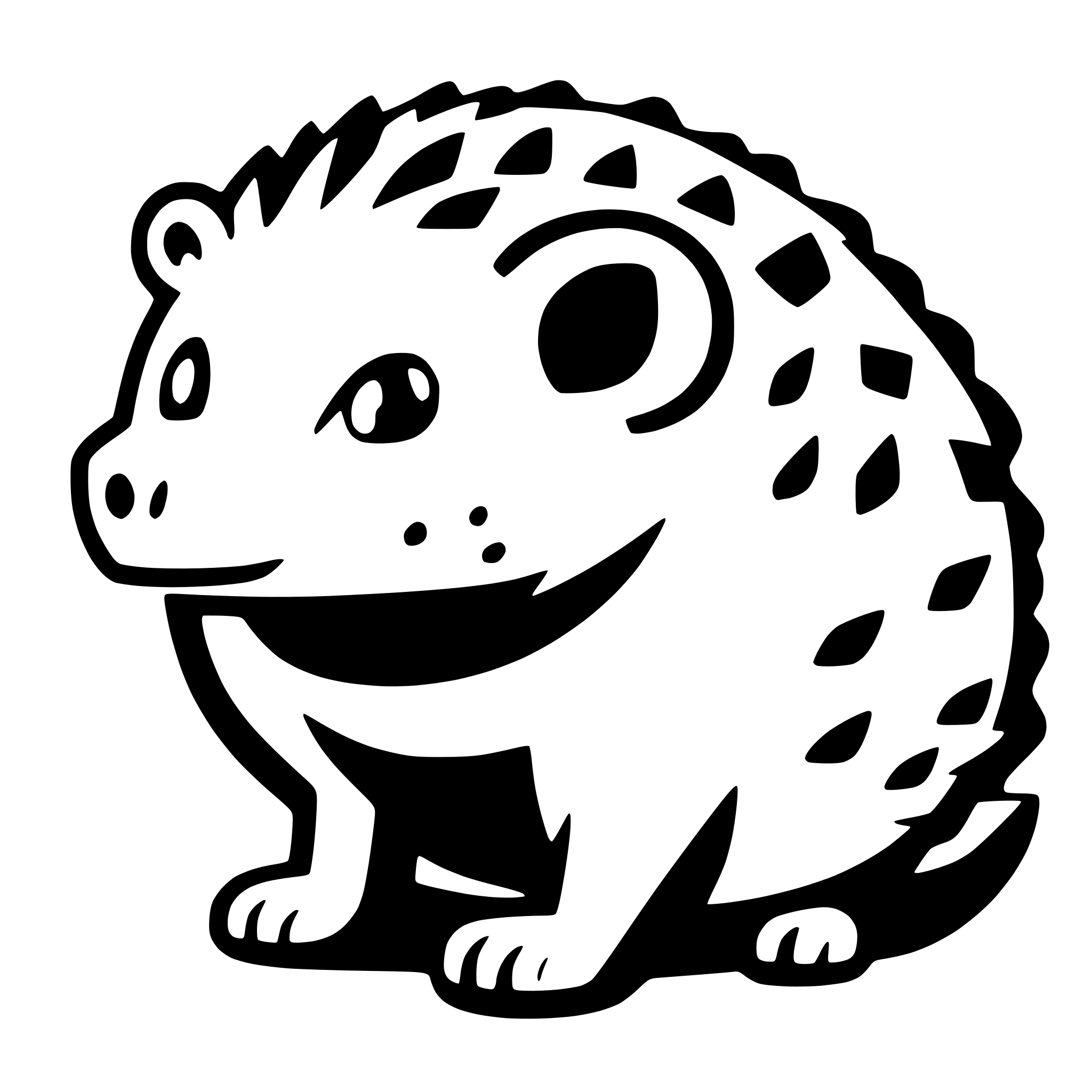 AI-generated SVG of a black and white SVG outline of a hedgehog not cartoon style