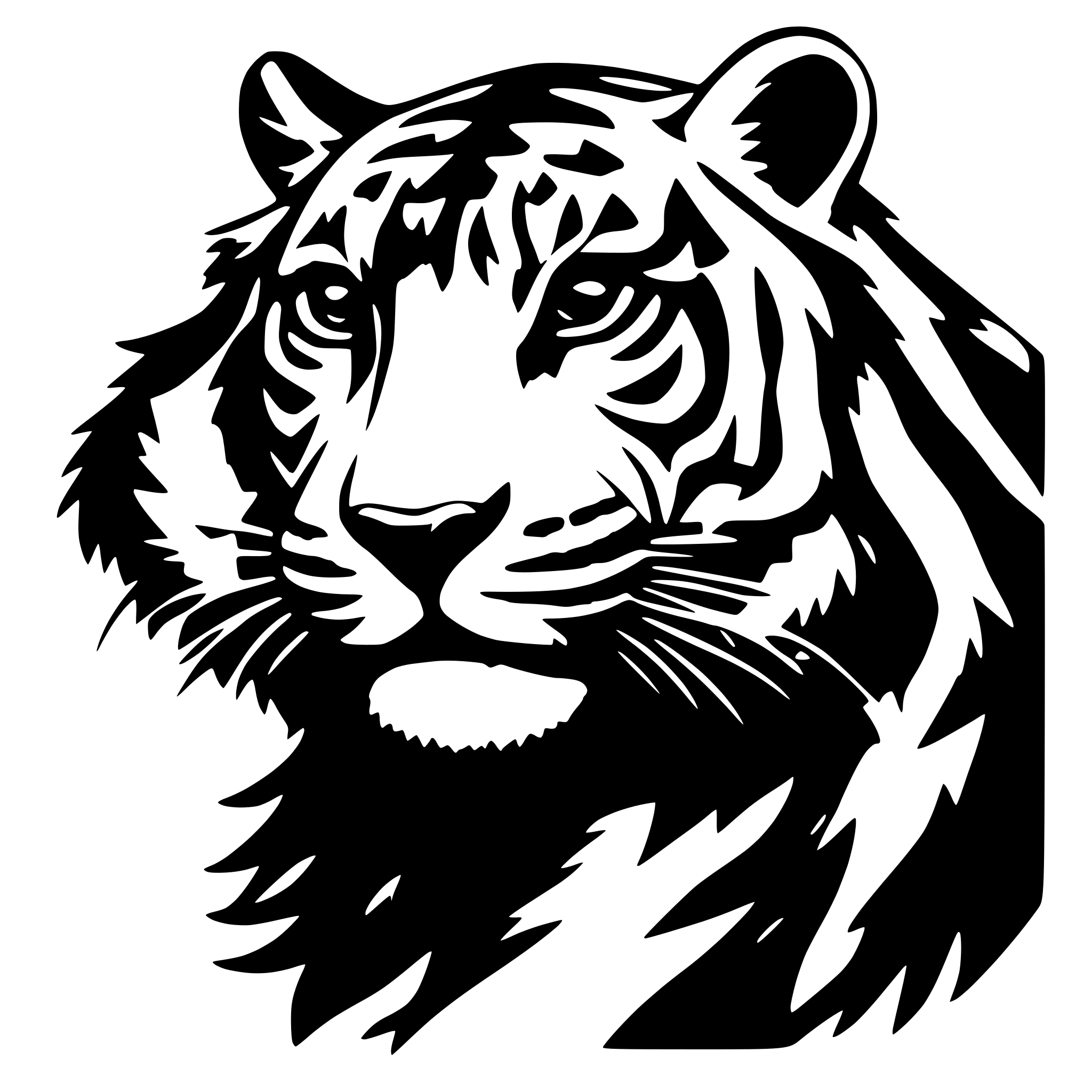 AI-generated SVG of a create a 2d black tiger