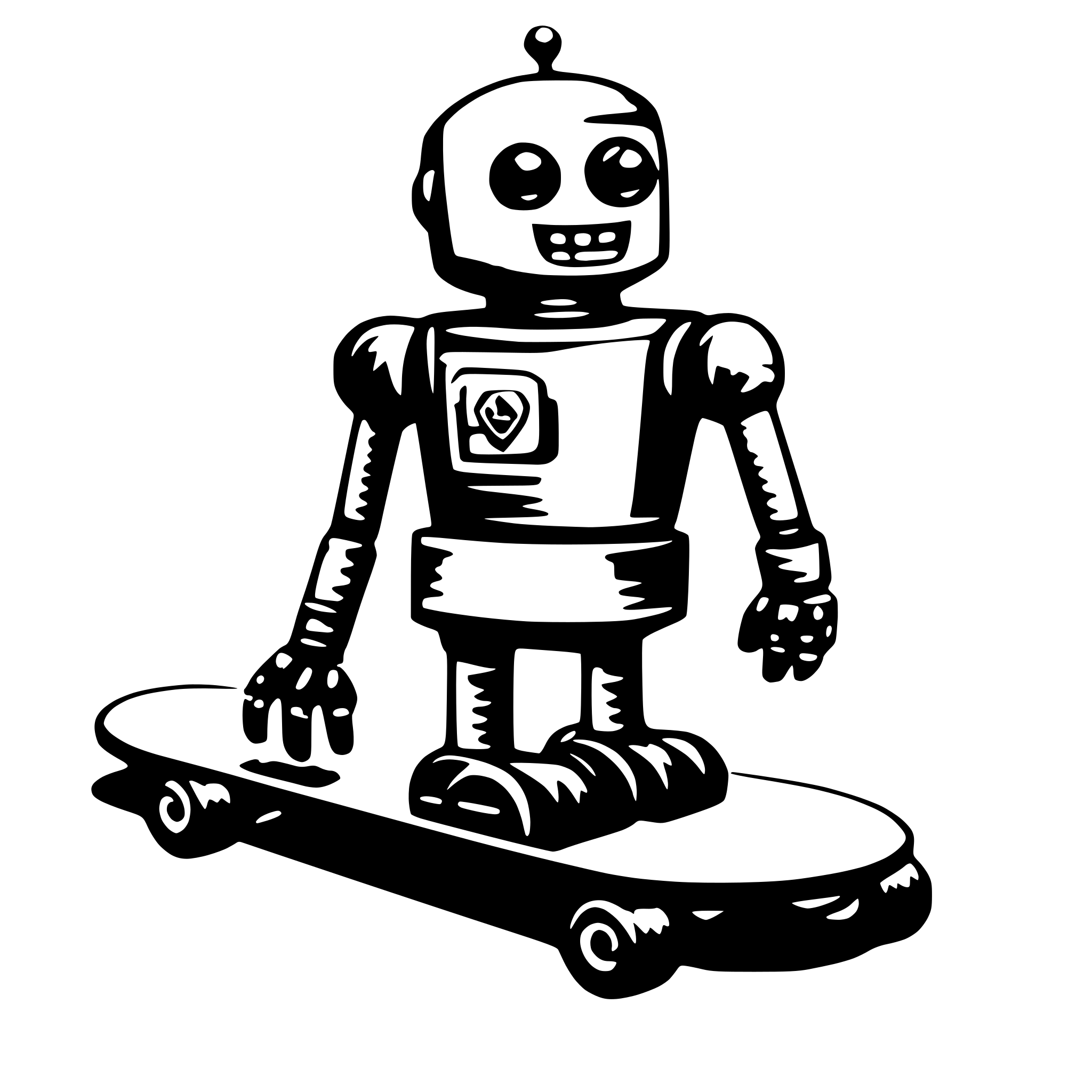 AI-generated SVG of 'robot on skateboard'