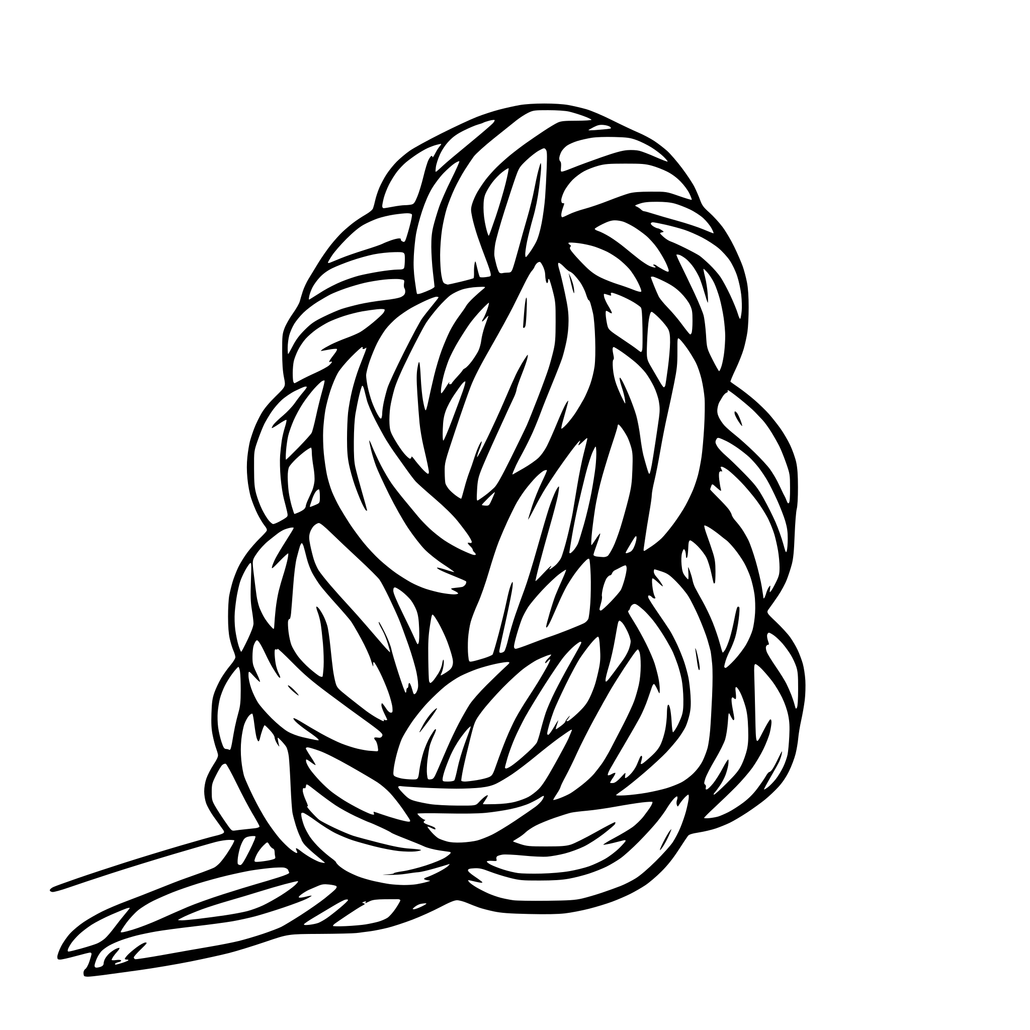 AI-generated SVG of a skein of yarn with end trailing downward