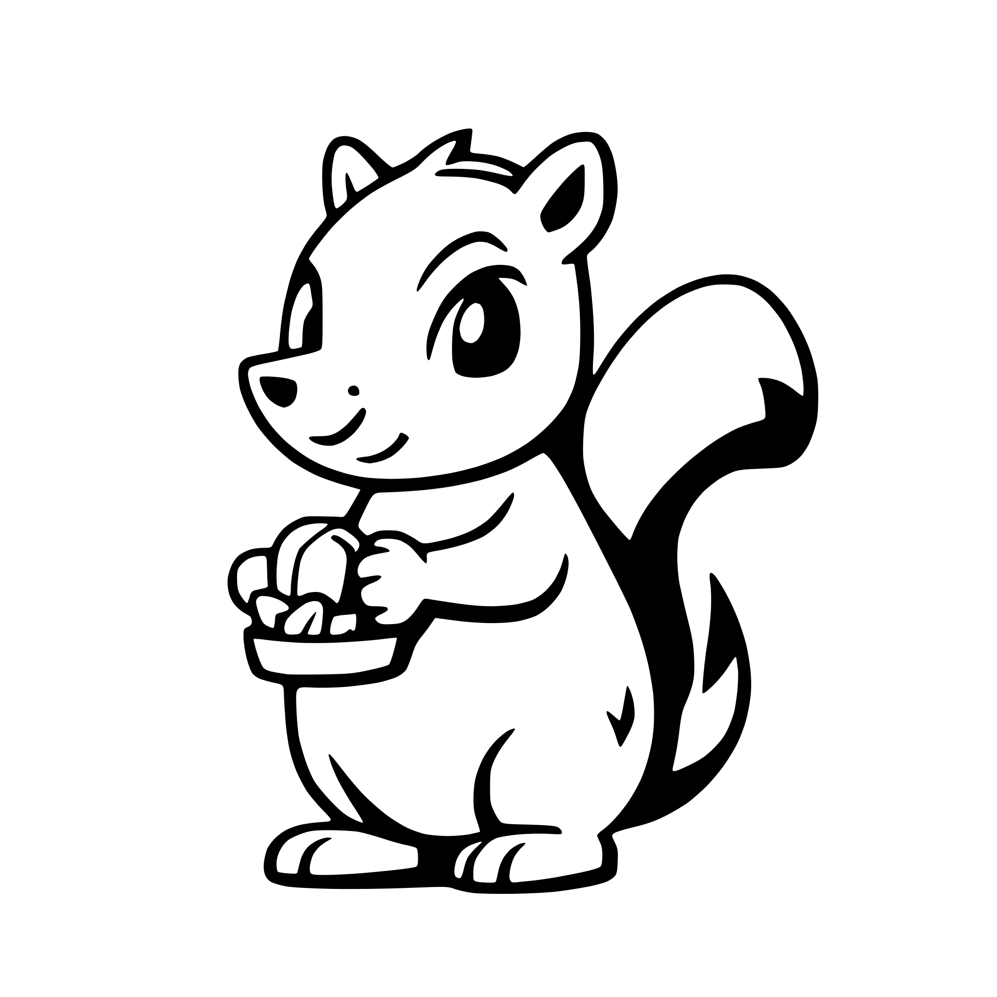AI-generated SVG of a a playful squirrel holding an acorn