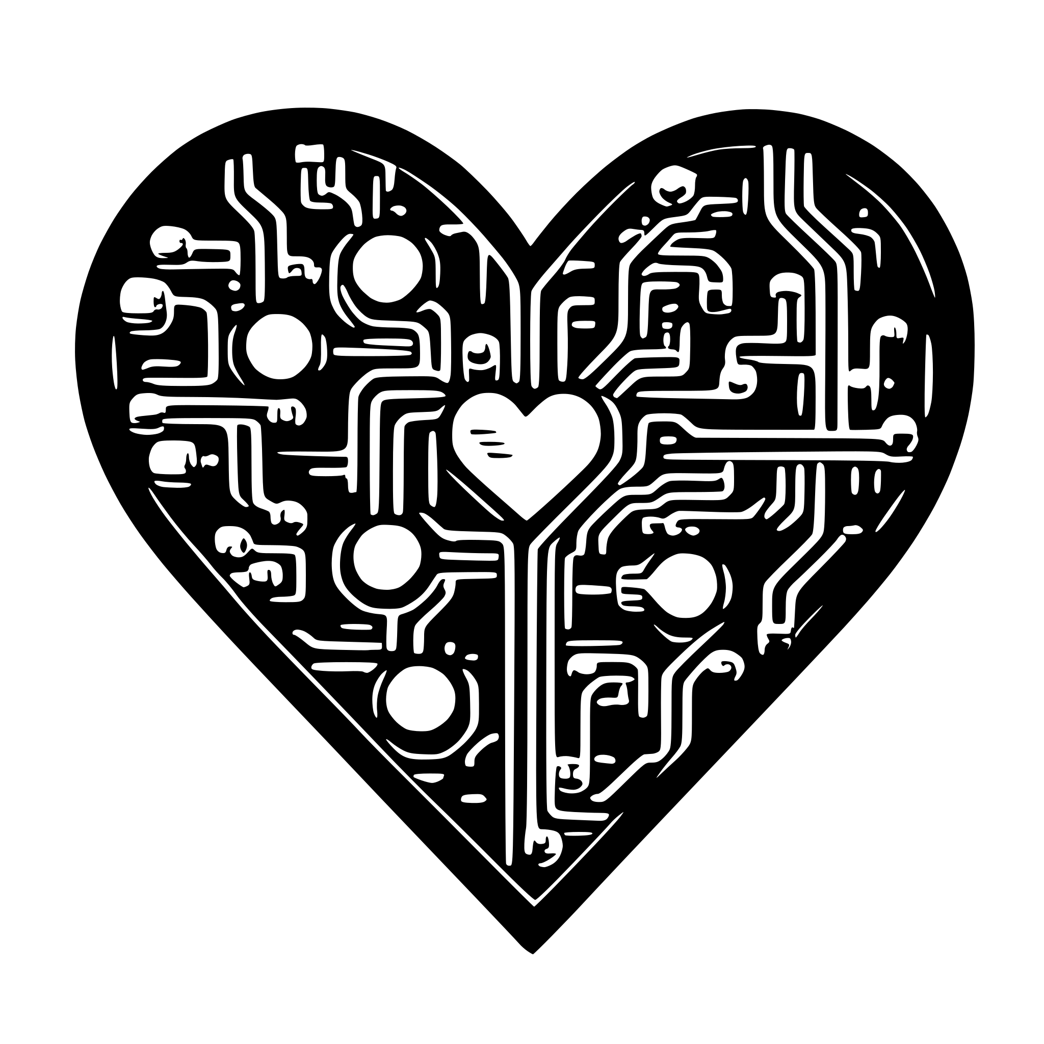 AI-generated SVG of 'heart shaped circuit'