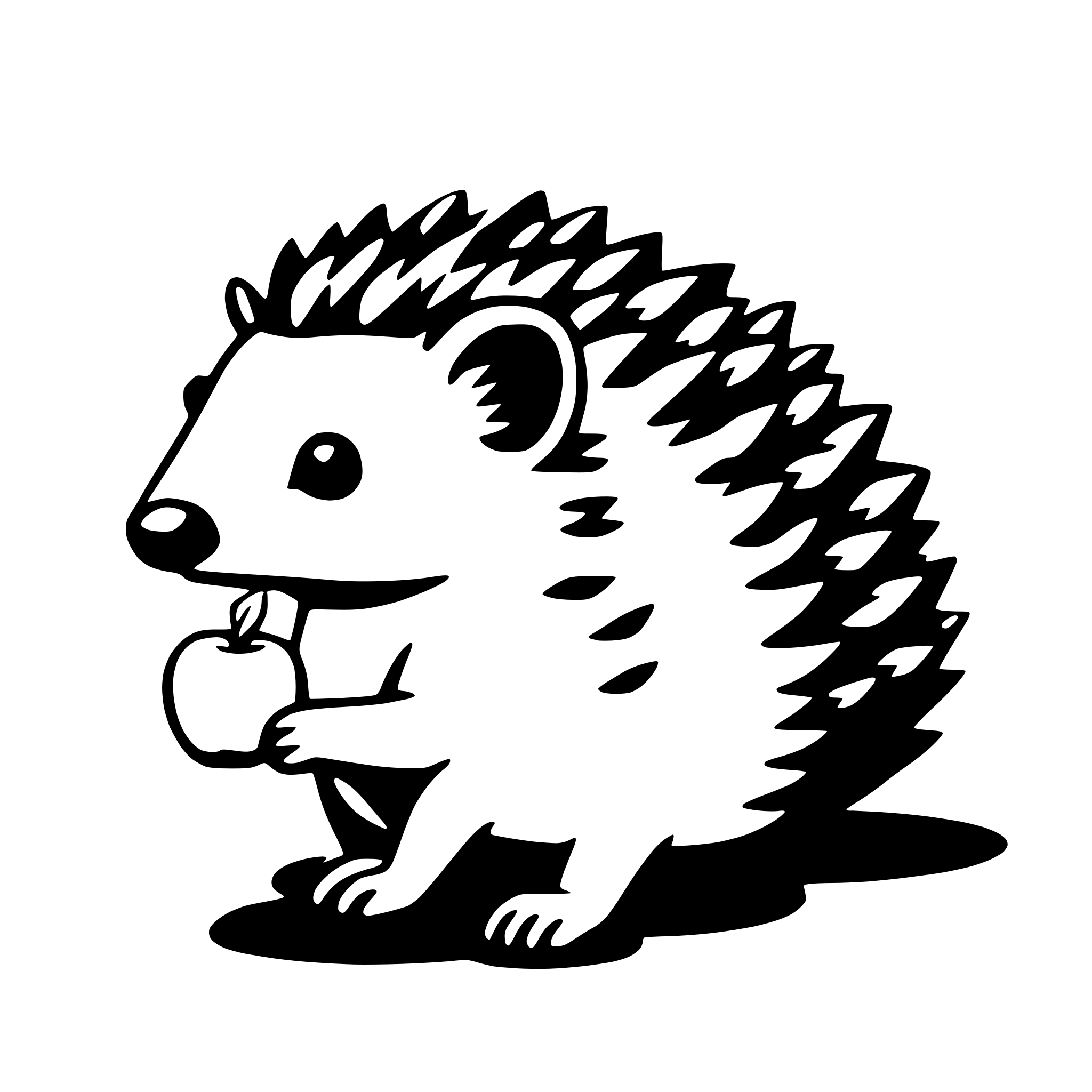 AI-generated SVG of a hedgehog with apple