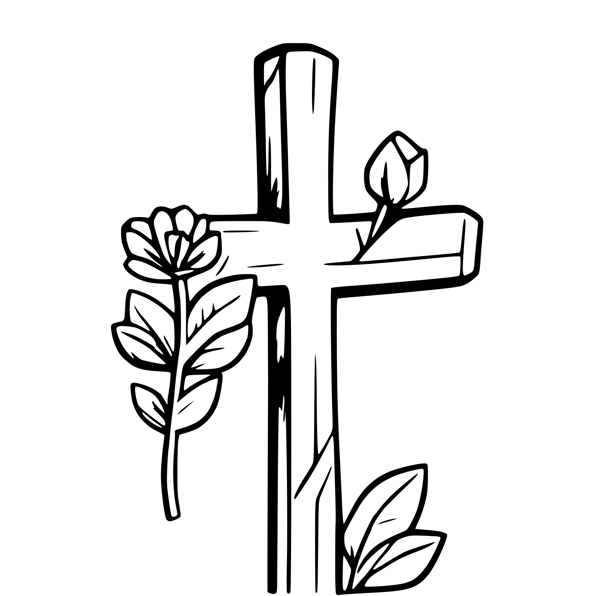 AI-generated SVG of a cross with flowers