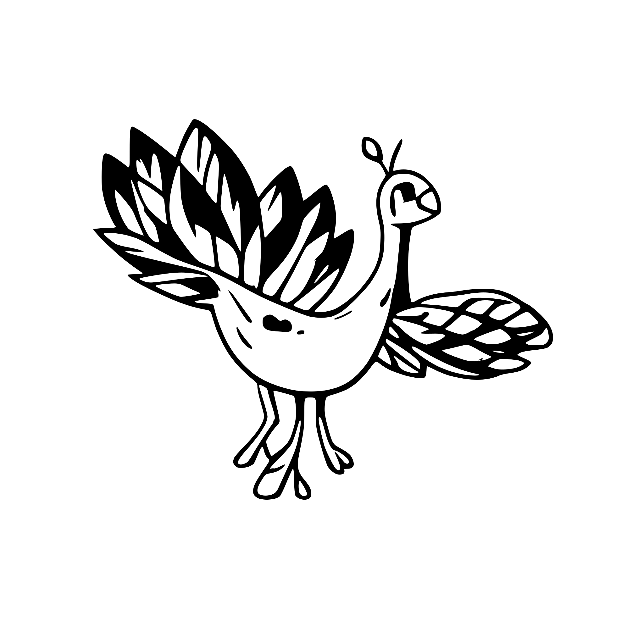 AI-generated SVG of 'Peacock flying in the sky'