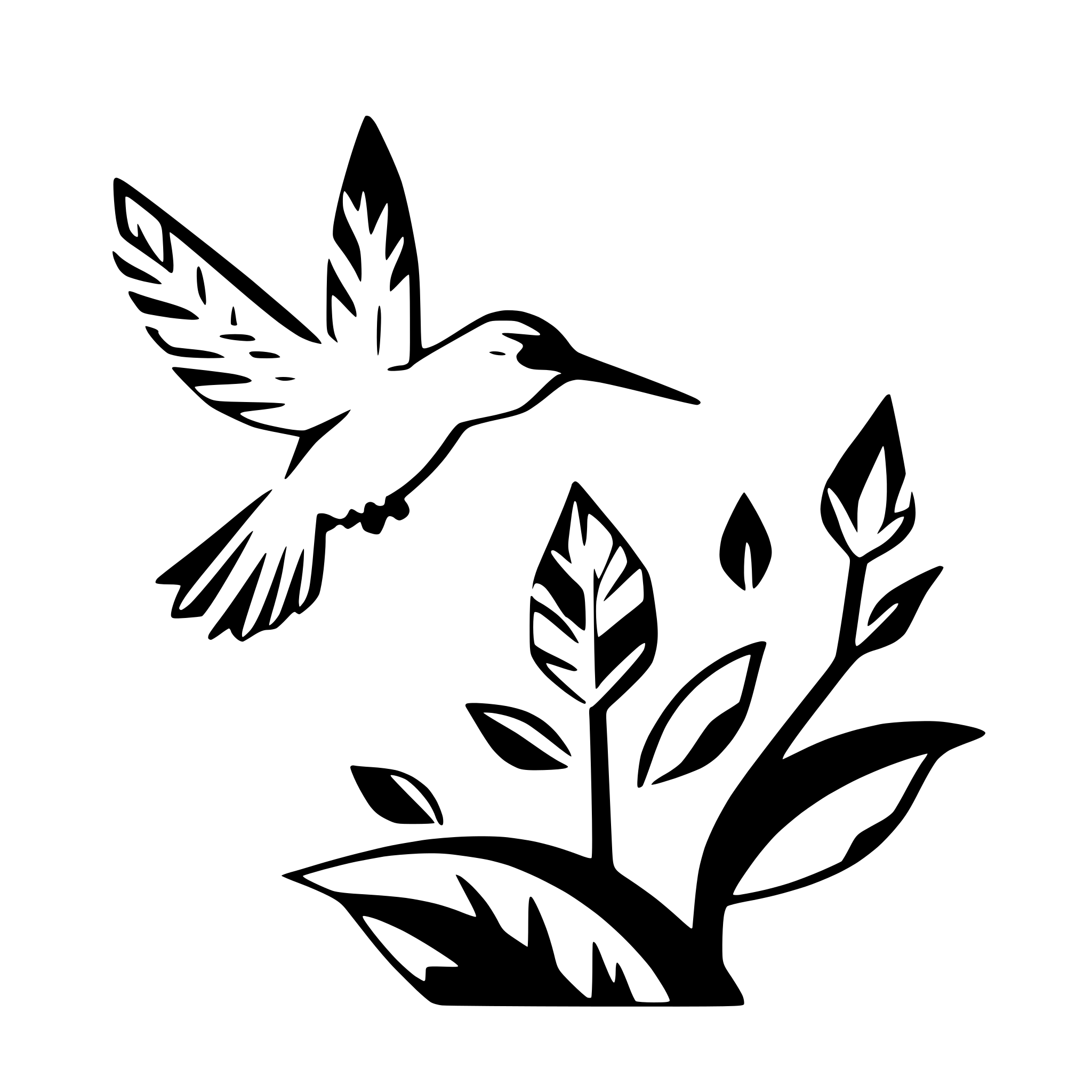 AI-generated SVG of 'hummingbird feeding on flowers'