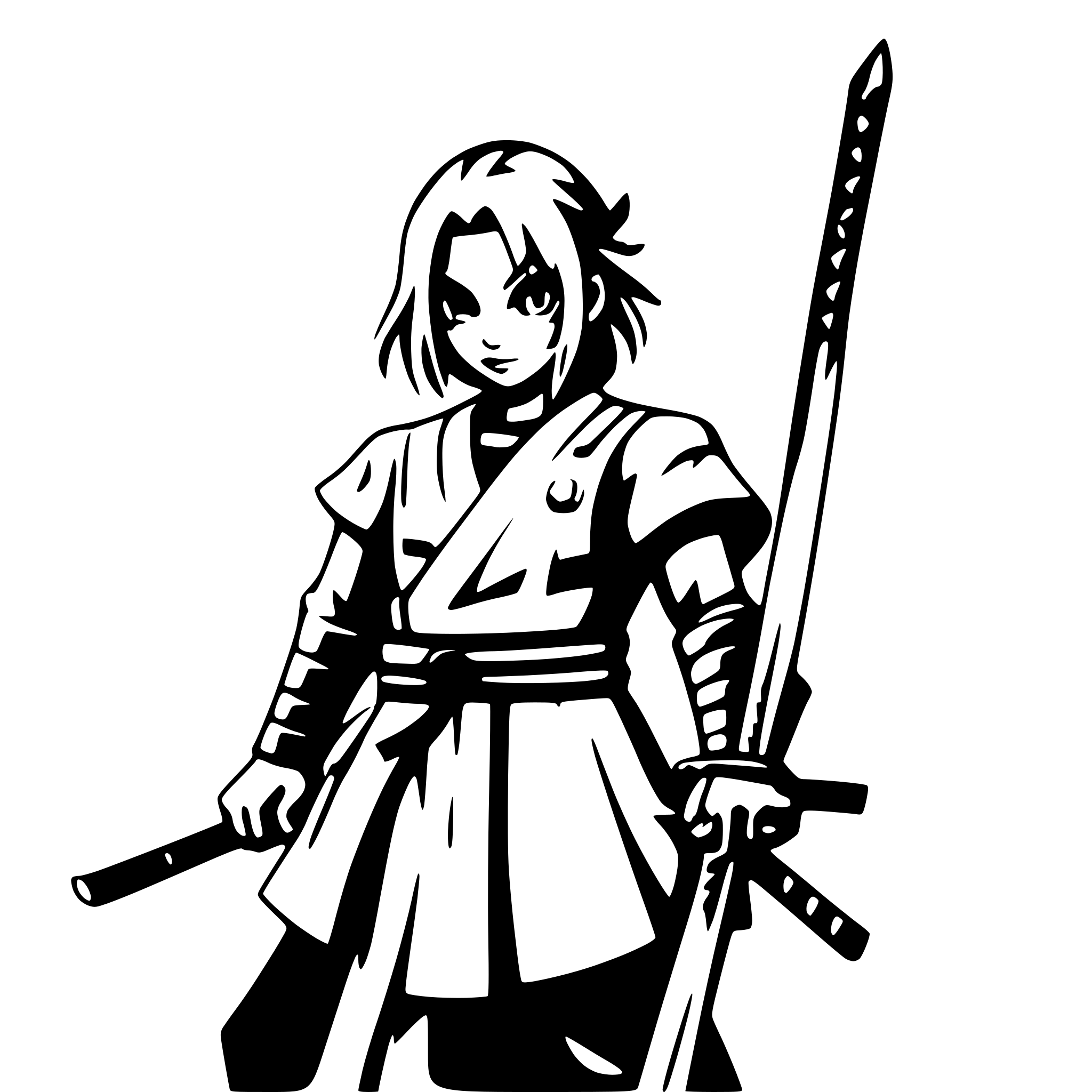 AI-generated SVG of 'samurai with dual swords'