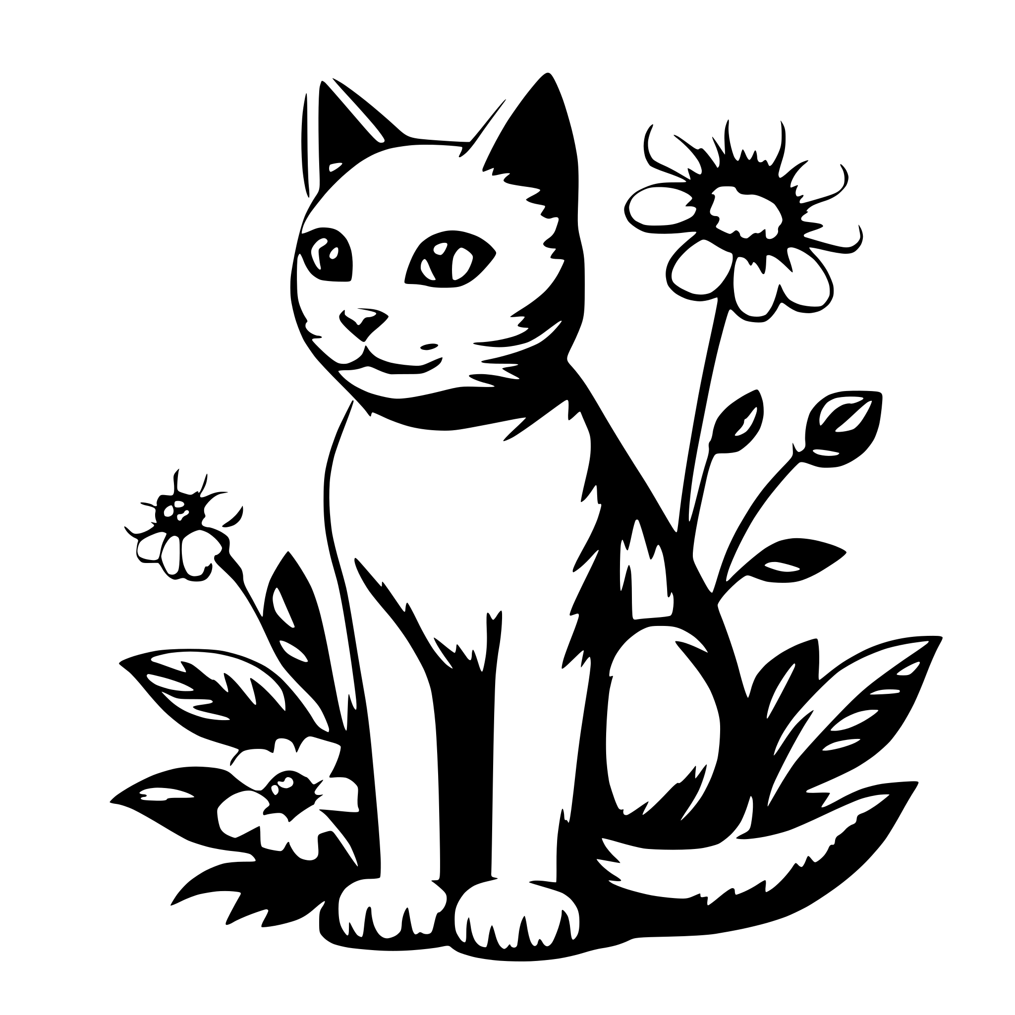 AI-generated SVG of 'cat and flower'