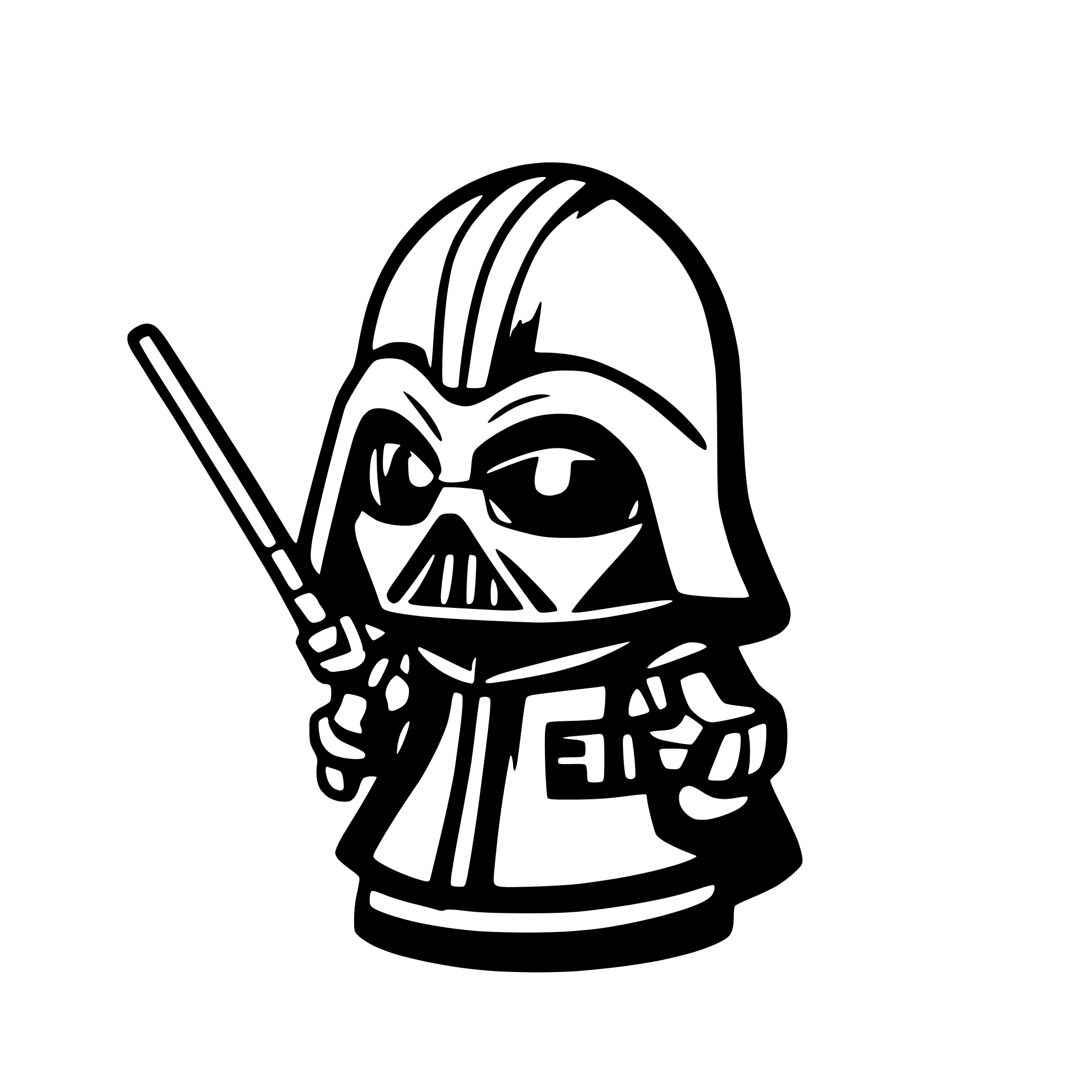 AI-generated SVG of 'darth vader and hello kitty'