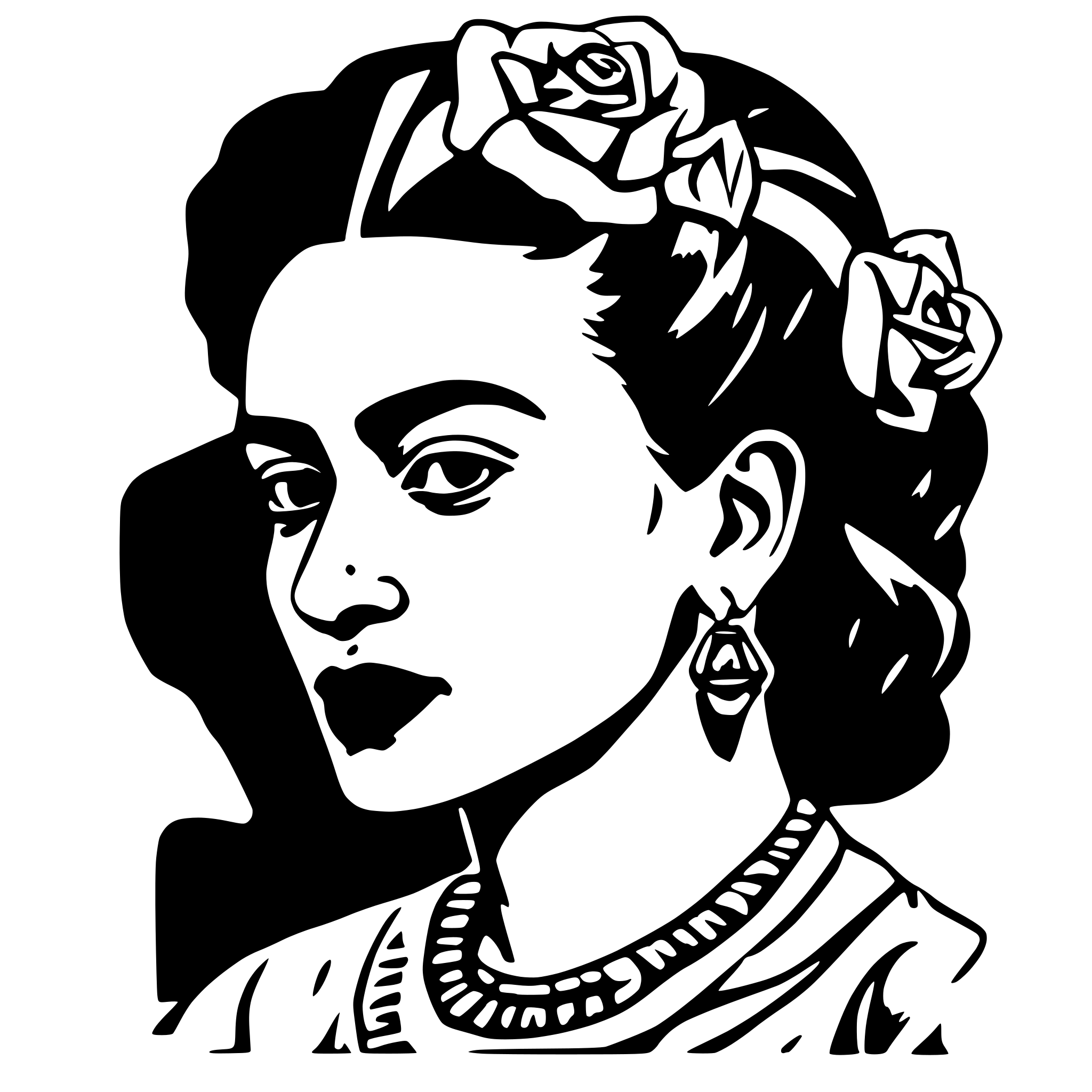 AI-generated SVG of a svg image frida kahlo profile