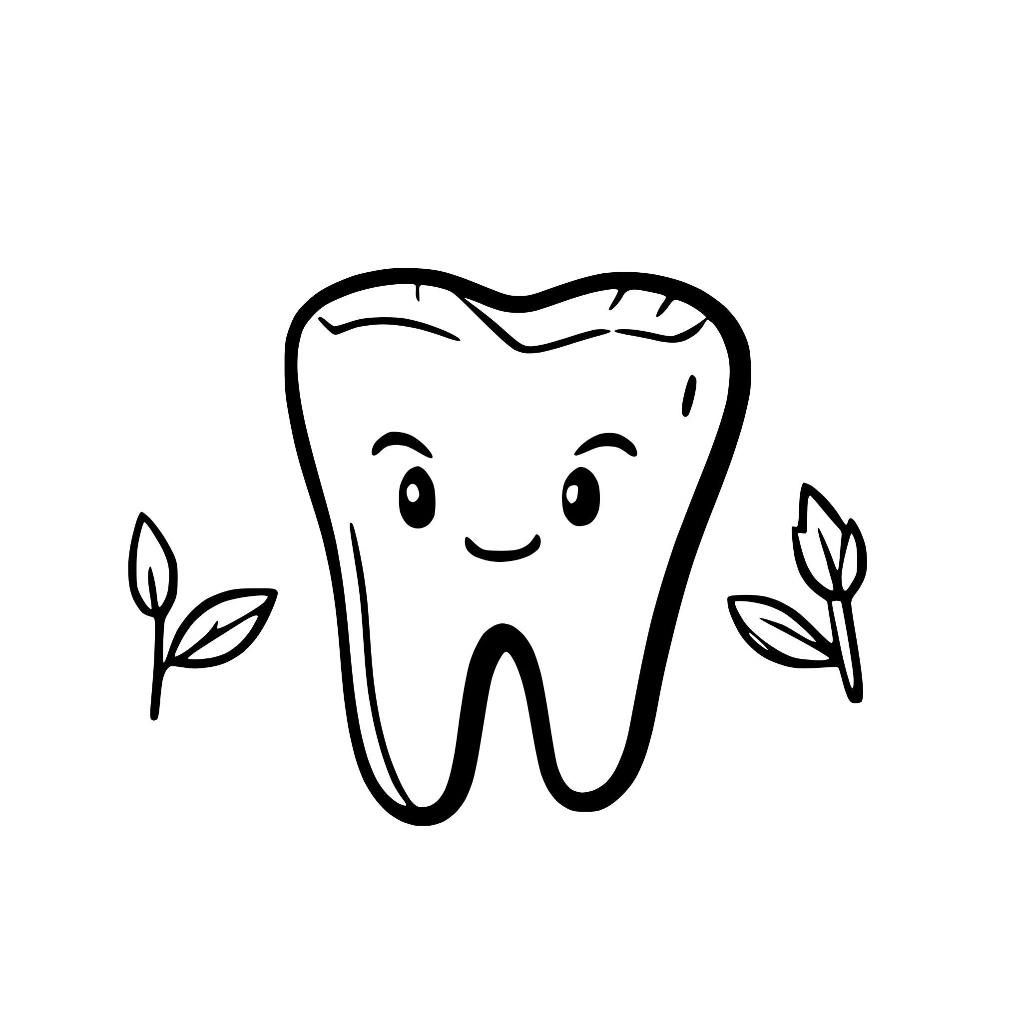 AI-generated SVG of a a white tooth on a background of flowers